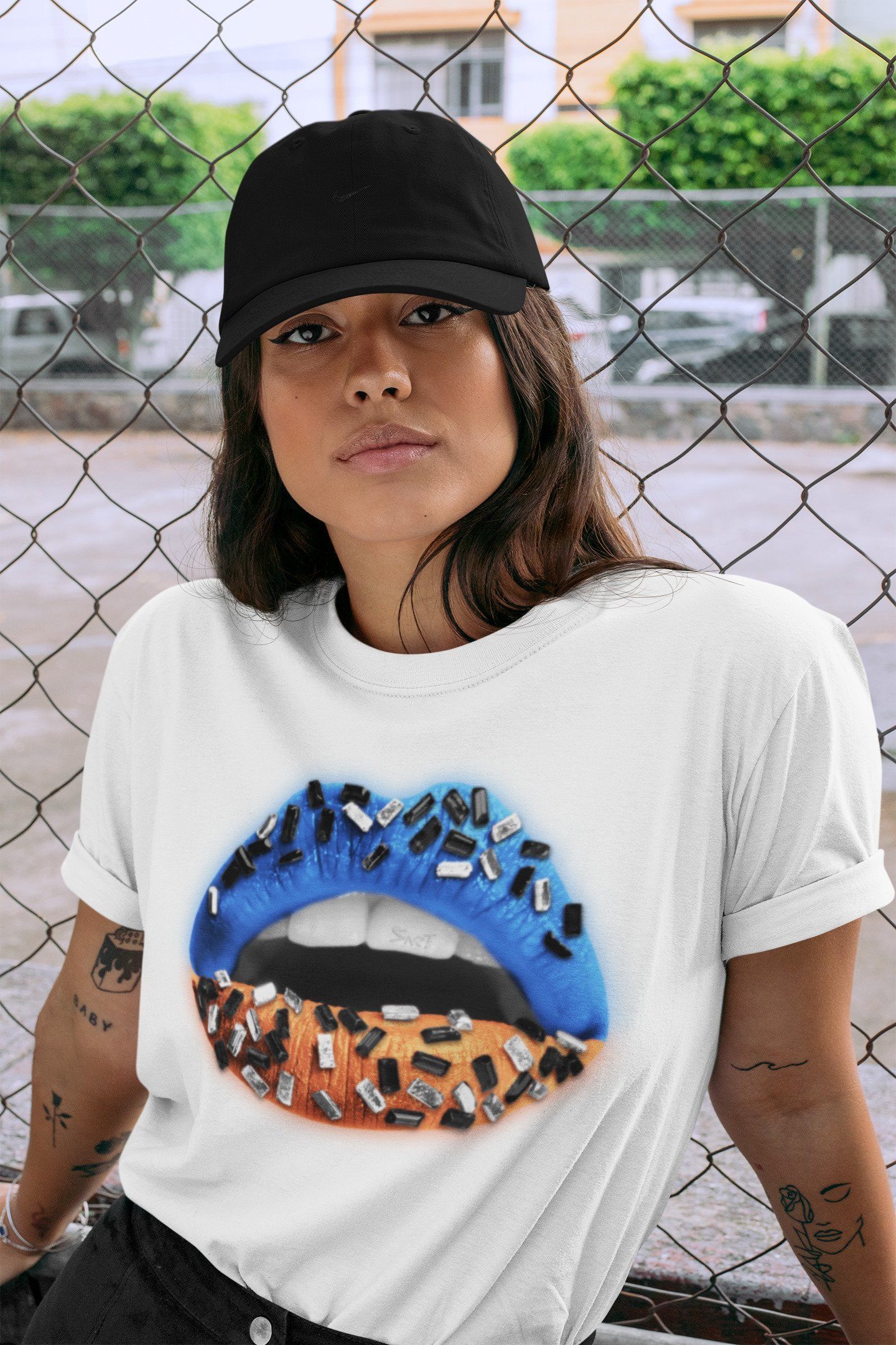 Lips Jewel Unisex Tops - Yeezy 700 Bright Blue