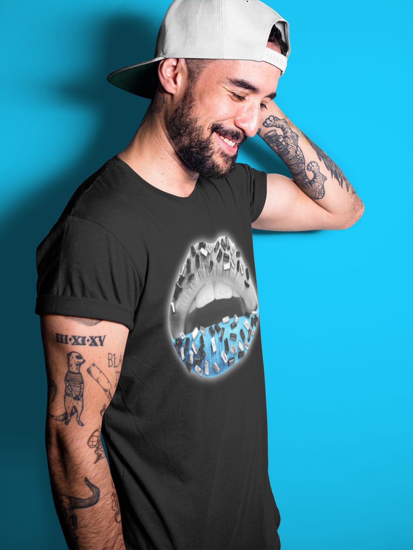 Lips Jewel Unisex Tops - Yeezy 700 Bright Cyan