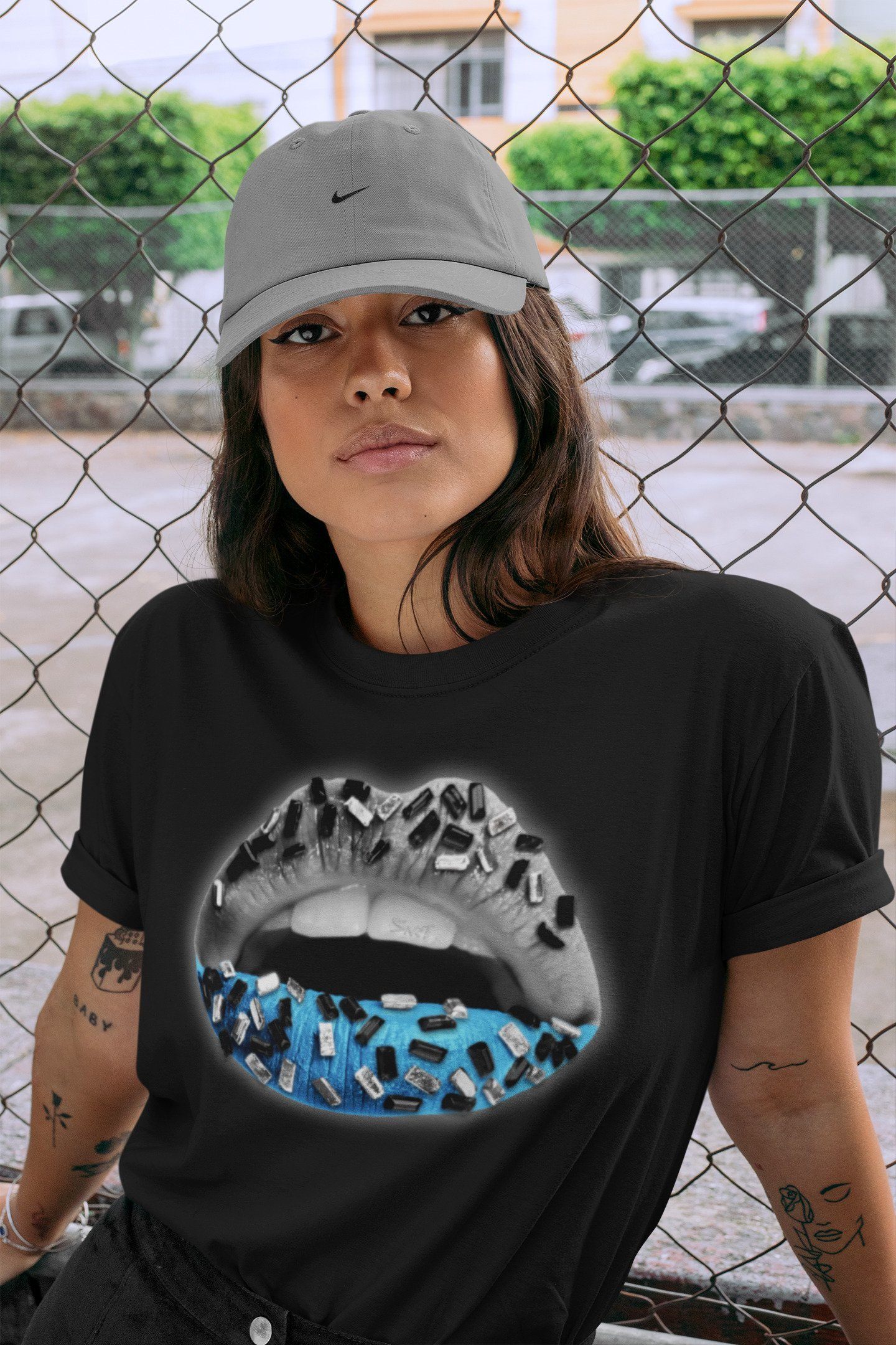 Lips Jewel Unisex Tops - Yeezy 700 Bright Cyan