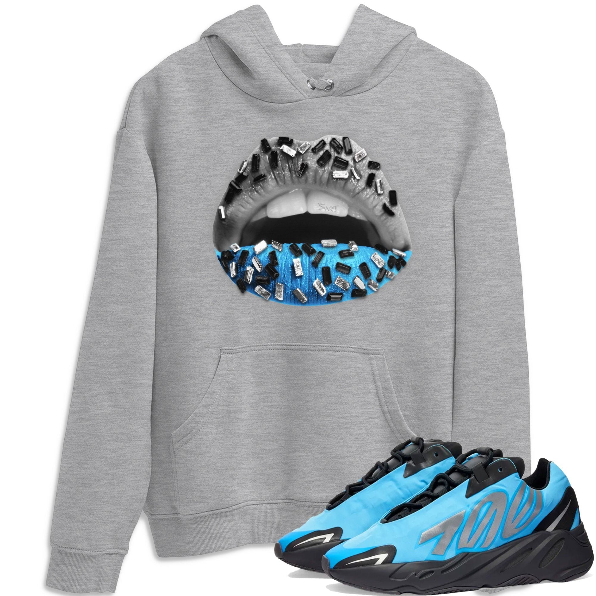 Lips Jewel Unisex Tops - Yeezy 700 Bright Cyan