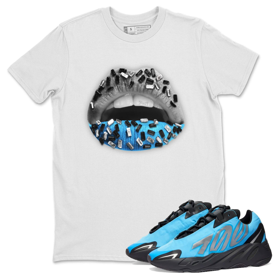 Lips Jewel Unisex Tops - Yeezy 700 Bright Cyan