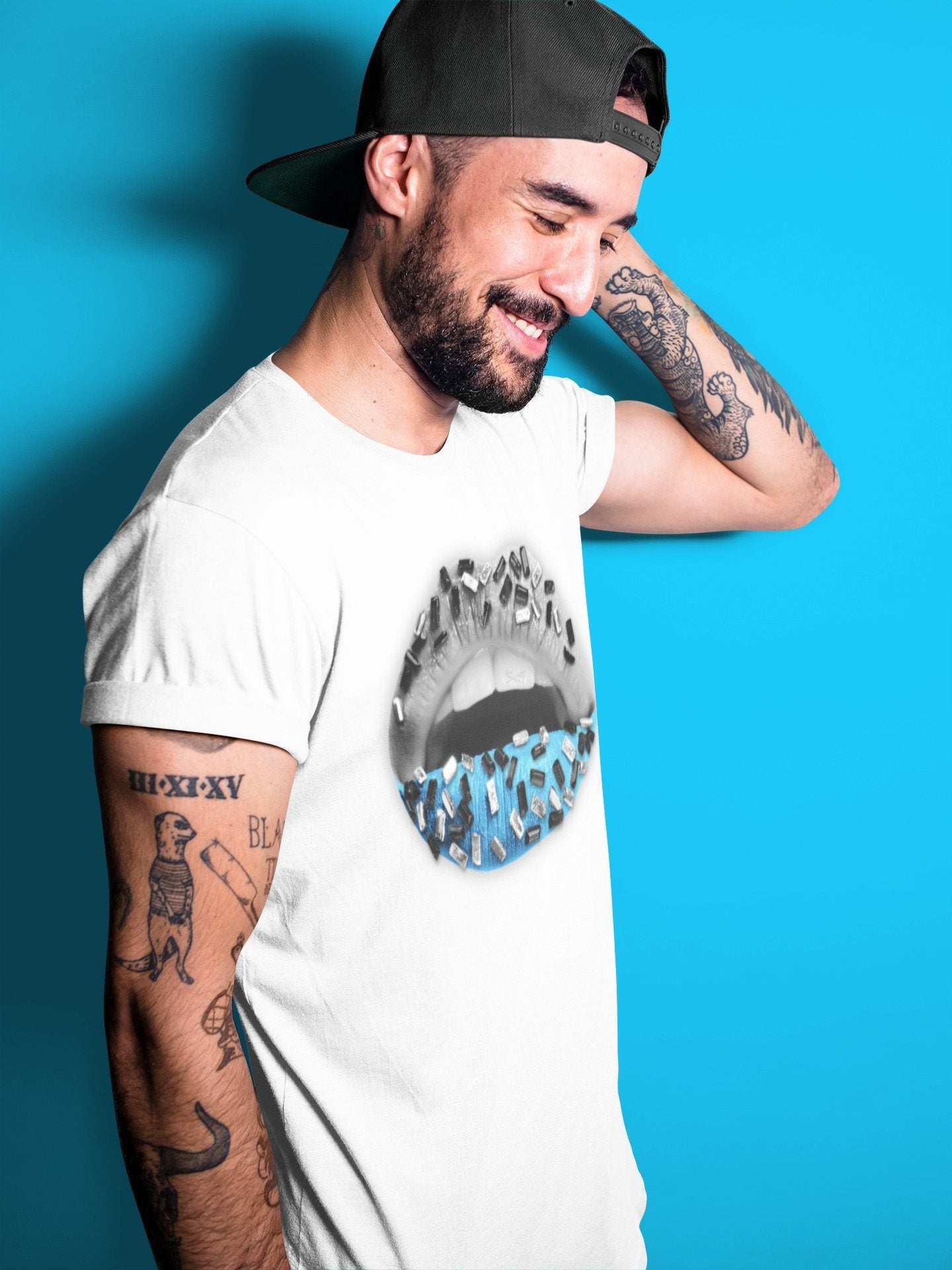 Lips Jewel Unisex Tops - Yeezy 700 Bright Cyan