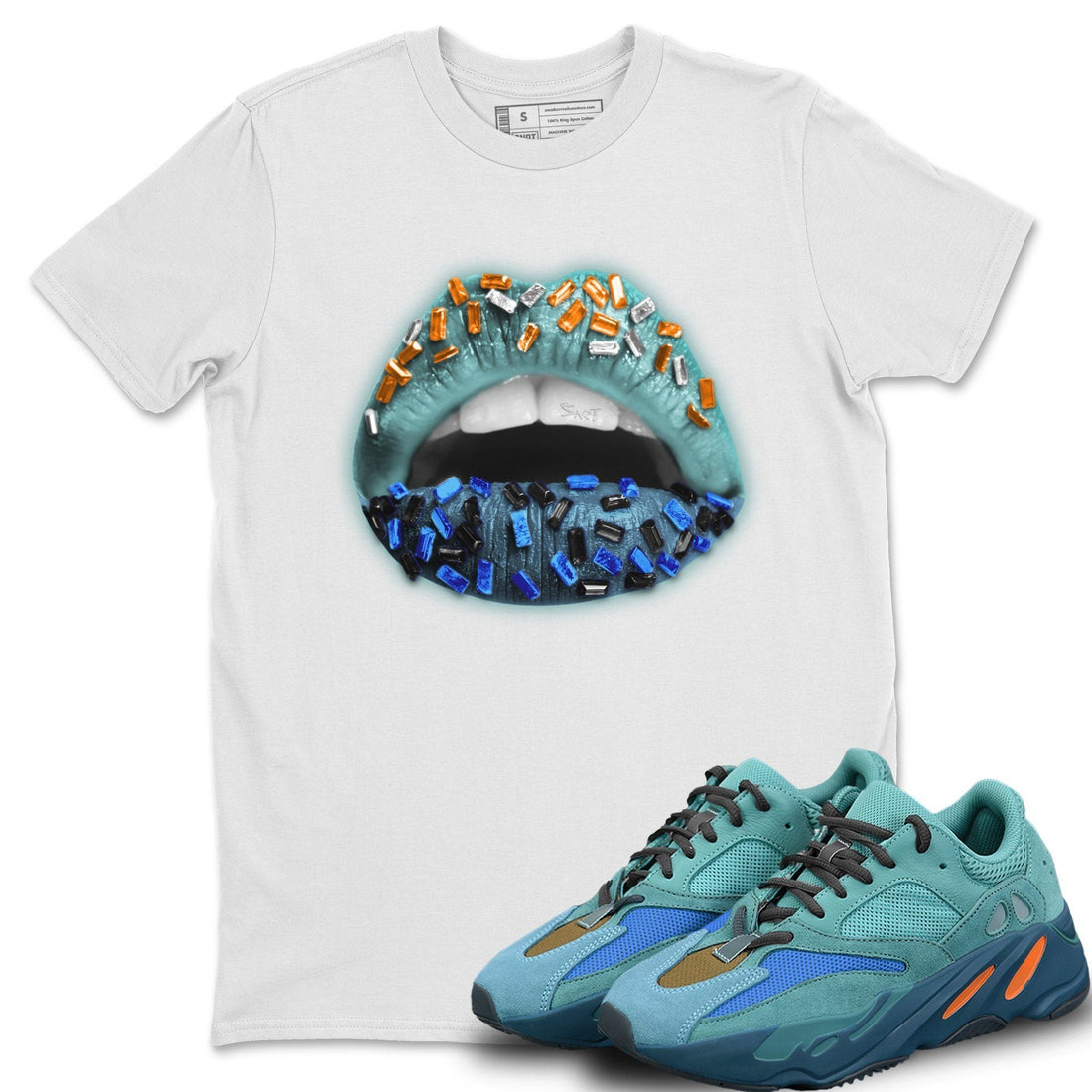 Lips Jewel Unisex Tops - Yeezy 700 Faded Azure
