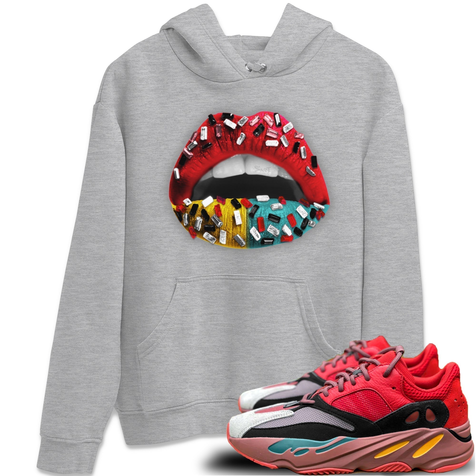 Lips Jewel Unisex Tops - Yeezy 700 Hi-Res Red
