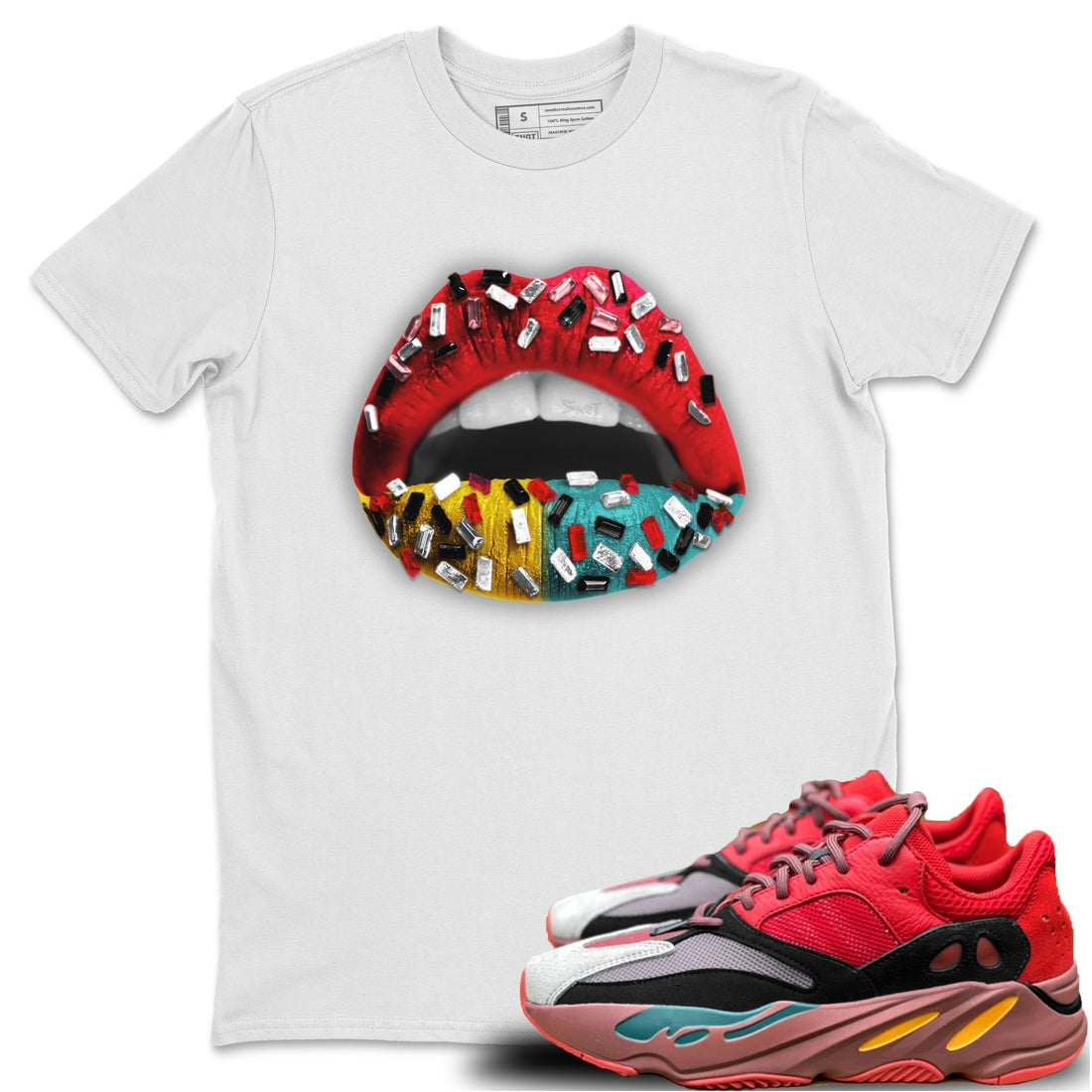 Lips Jewel Unisex Tops - Yeezy 700 Hi-Res Red