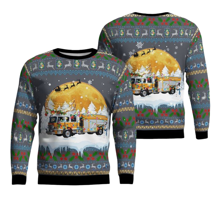 Lisle-Woodridge Fire District Christmas AOP Sweater ? Usalast
