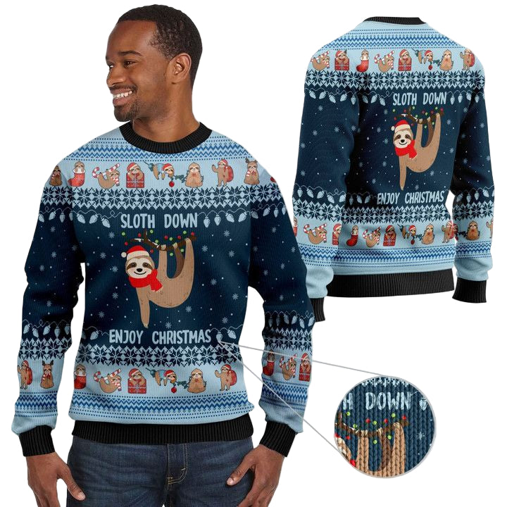 Lonely Sloth Down Enjoy Christmas Noel Ugly Christmas Sweater ? Usalast