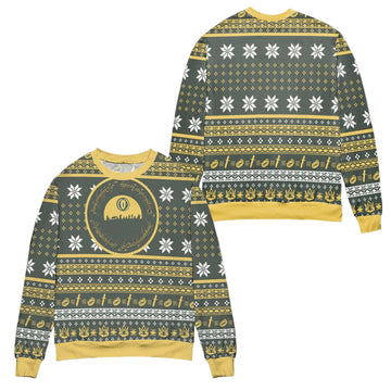 Lord Of The Rings Anneau Seigneur Des Anneaux Snowflake Pattern Ugly Christmas Sweater ? Green ? Usalast