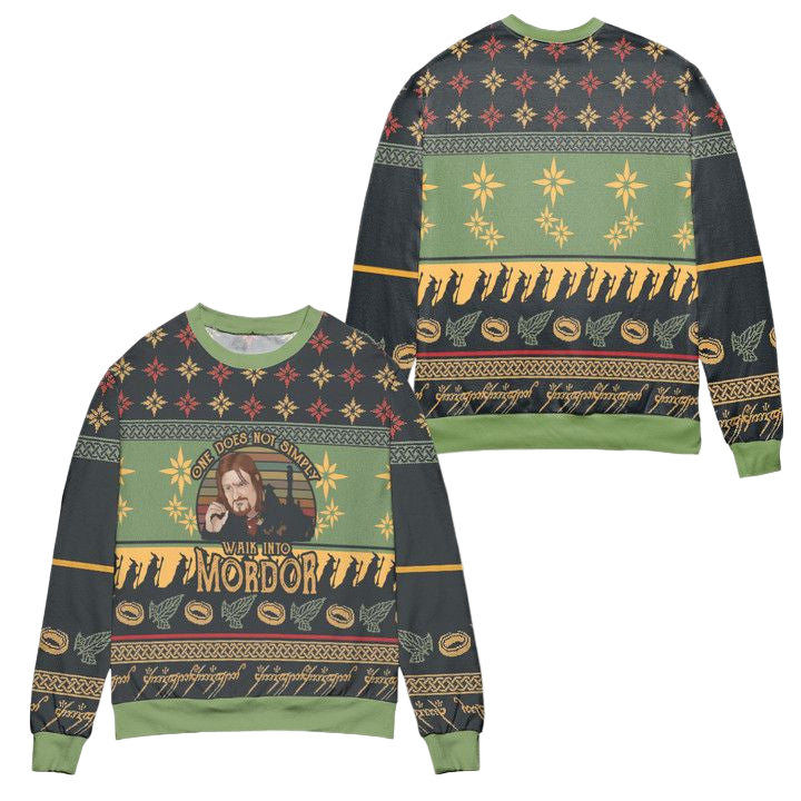 Lord Of The Rings Boromir One Does Not Simply Walk Into Mordor Ugly Christmas Sweater ? Usalast