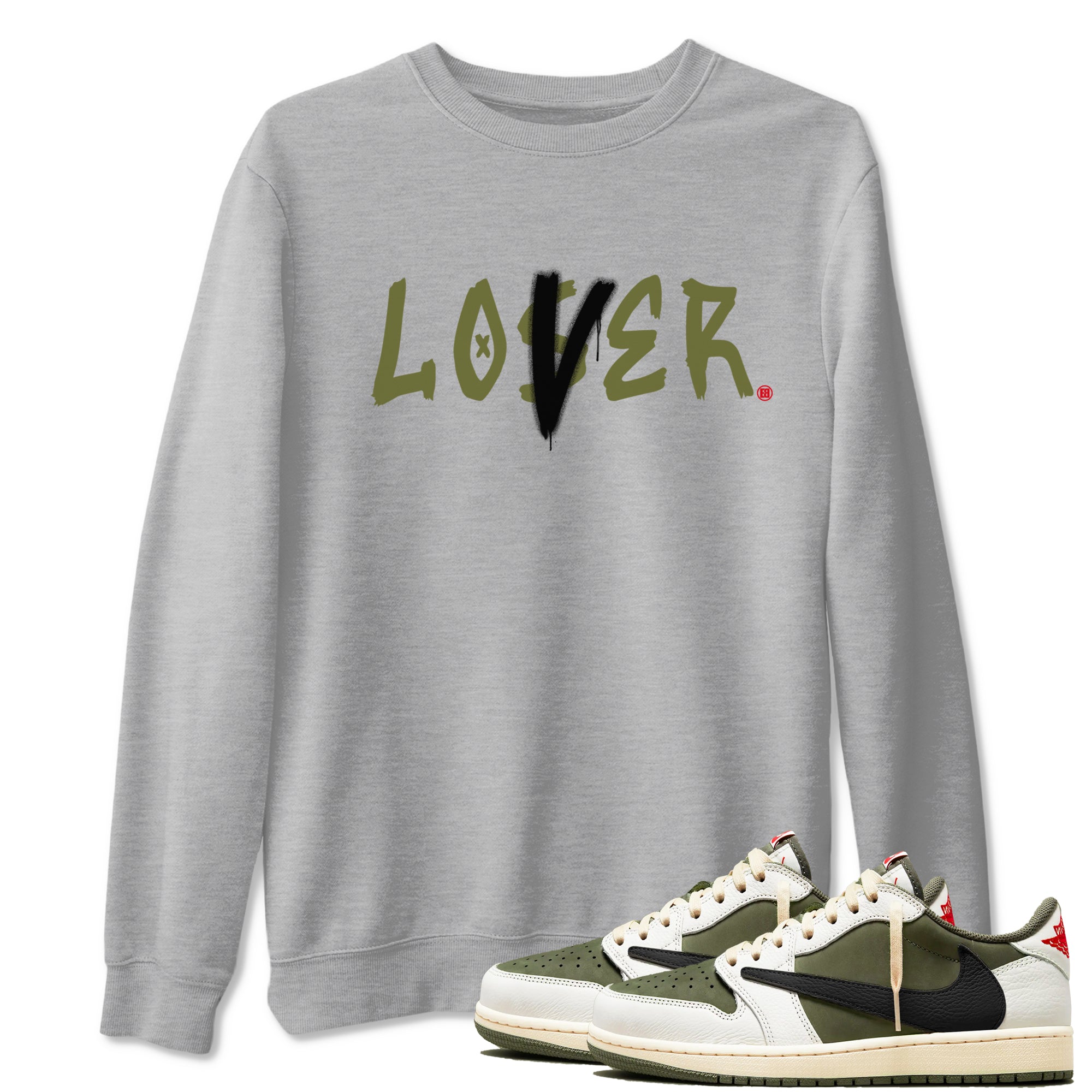 Loser Lover Sneaker Tees - Air Jordan 1 Travis Scott Medium Olive