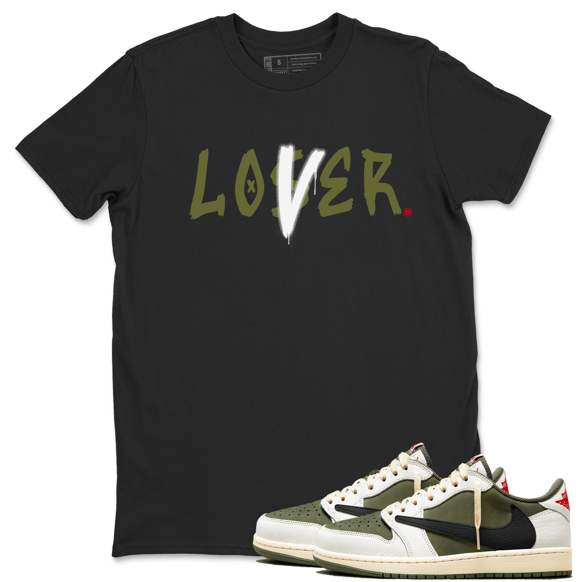 Loser Lover Sneaker Tees - Air Jordan 1 Travis Scott Medium Olive