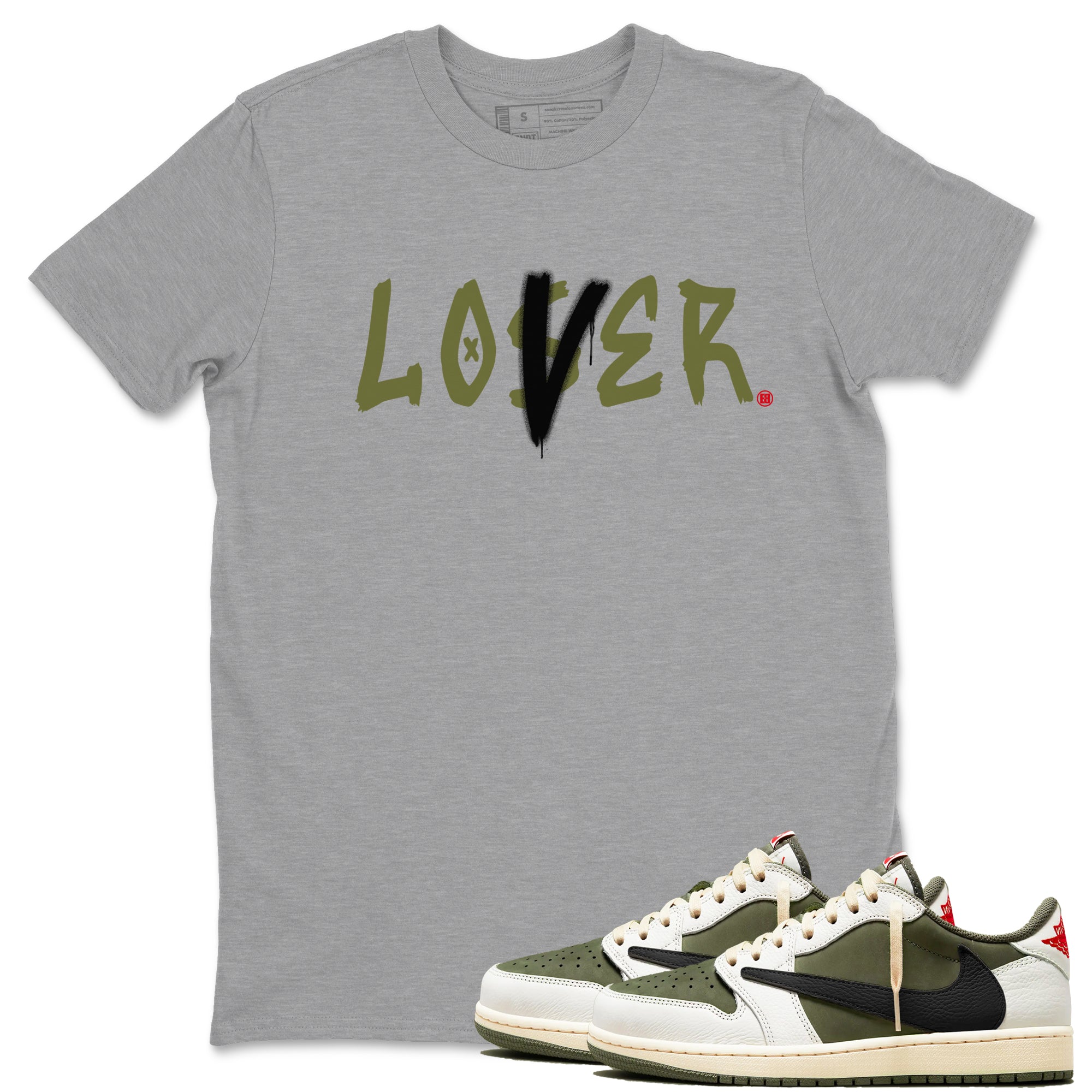 Loser Lover Sneaker Tees - Air Jordan 1 Travis Scott Medium Olive