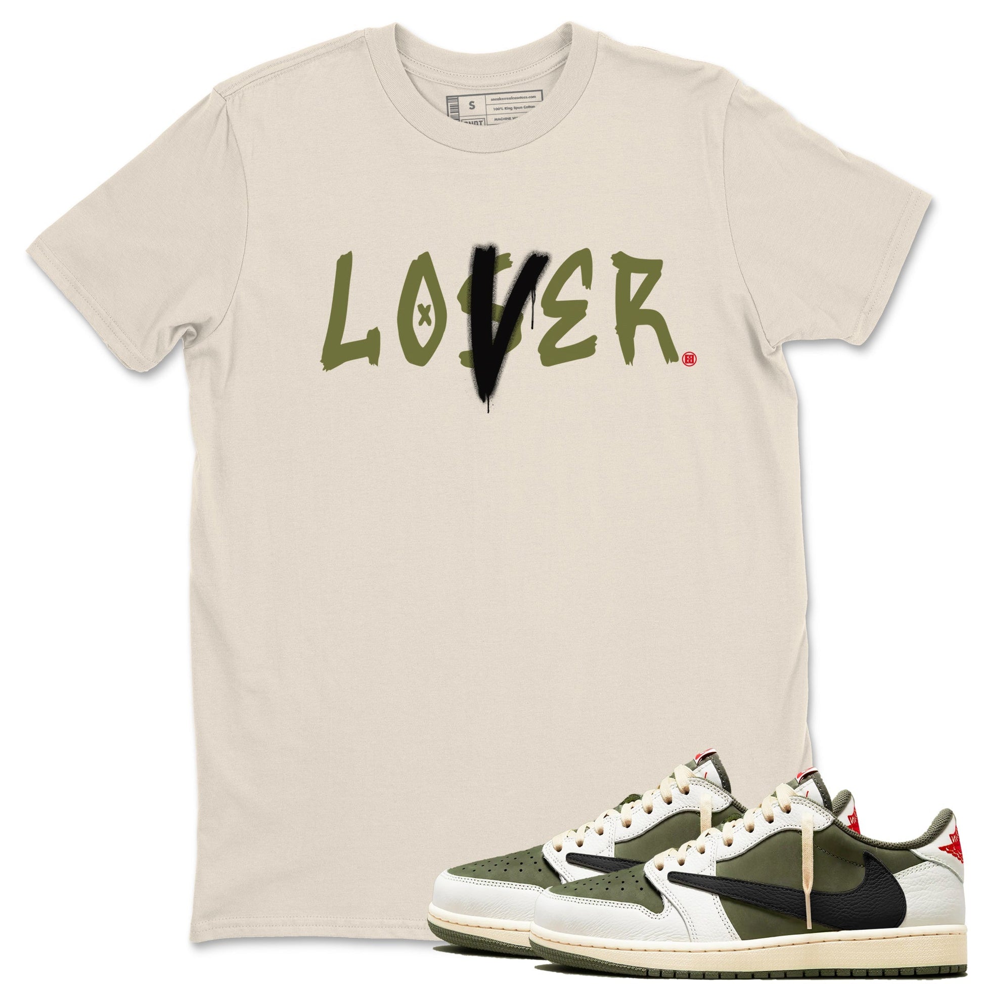 Loser Lover Sneaker Tees - Air Jordan 1 Travis Scott Medium Olive