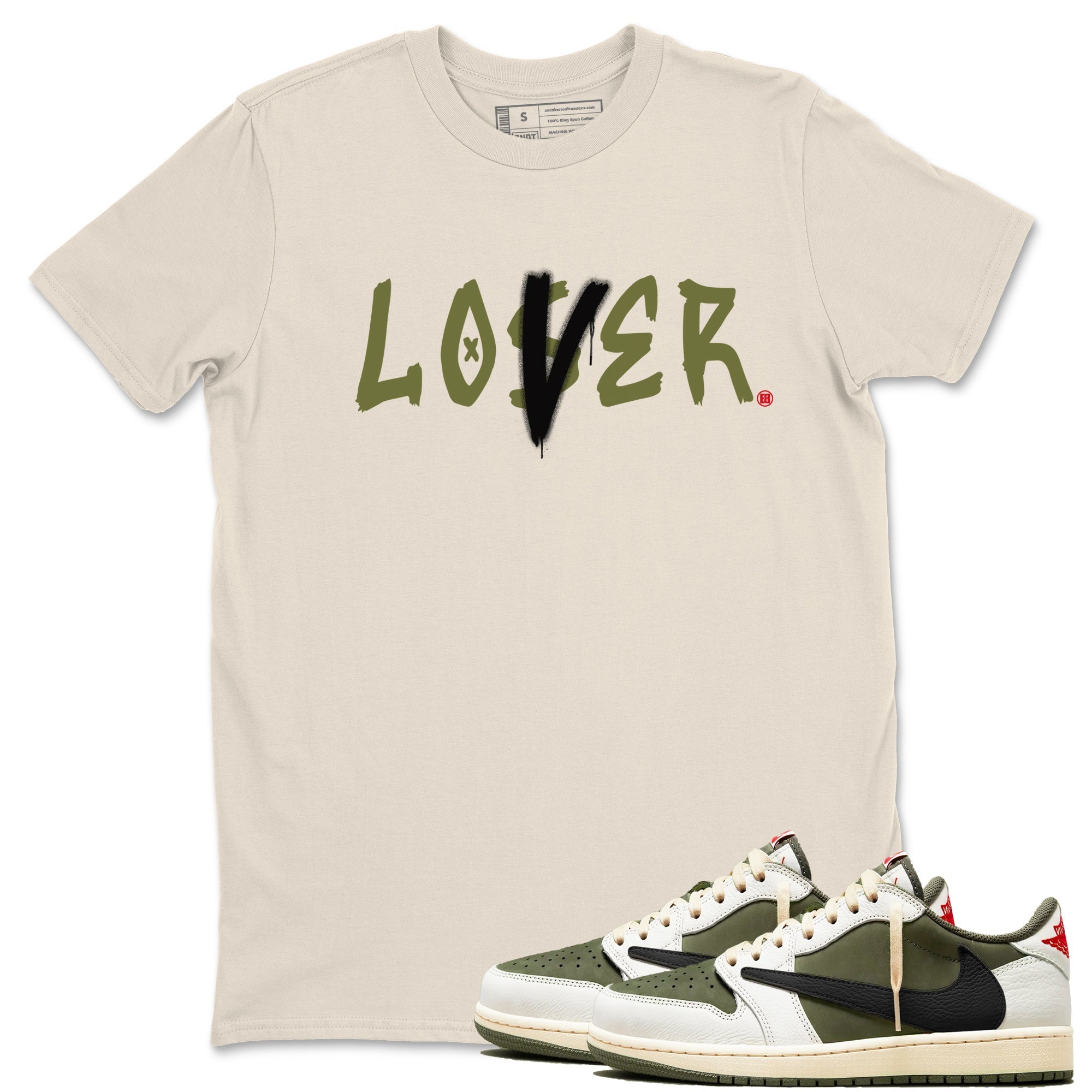 Loser Lover Sneaker Tees - Air Jordan 1 Travis Scott Medium Olive