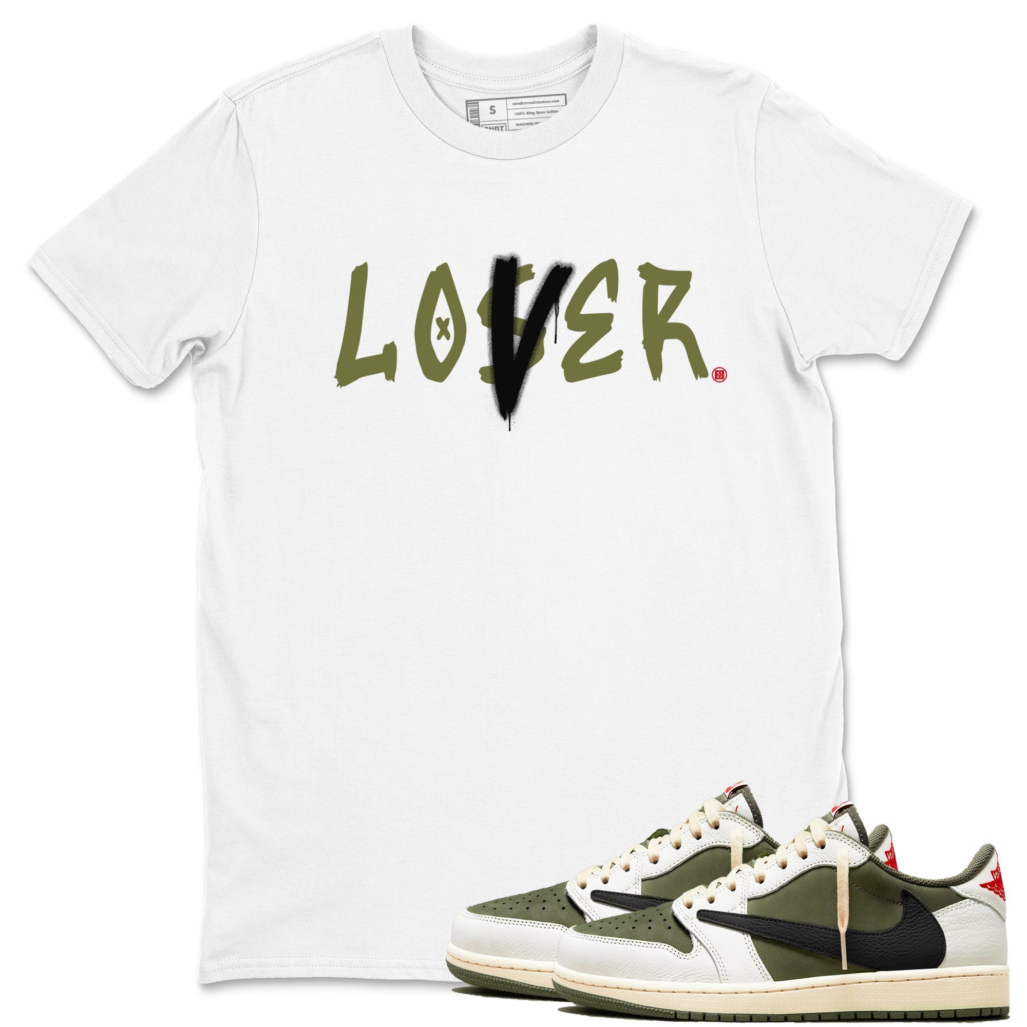 Loser Lover Sneaker Tees - Air Jordan 1 Travis Scott Medium Olive