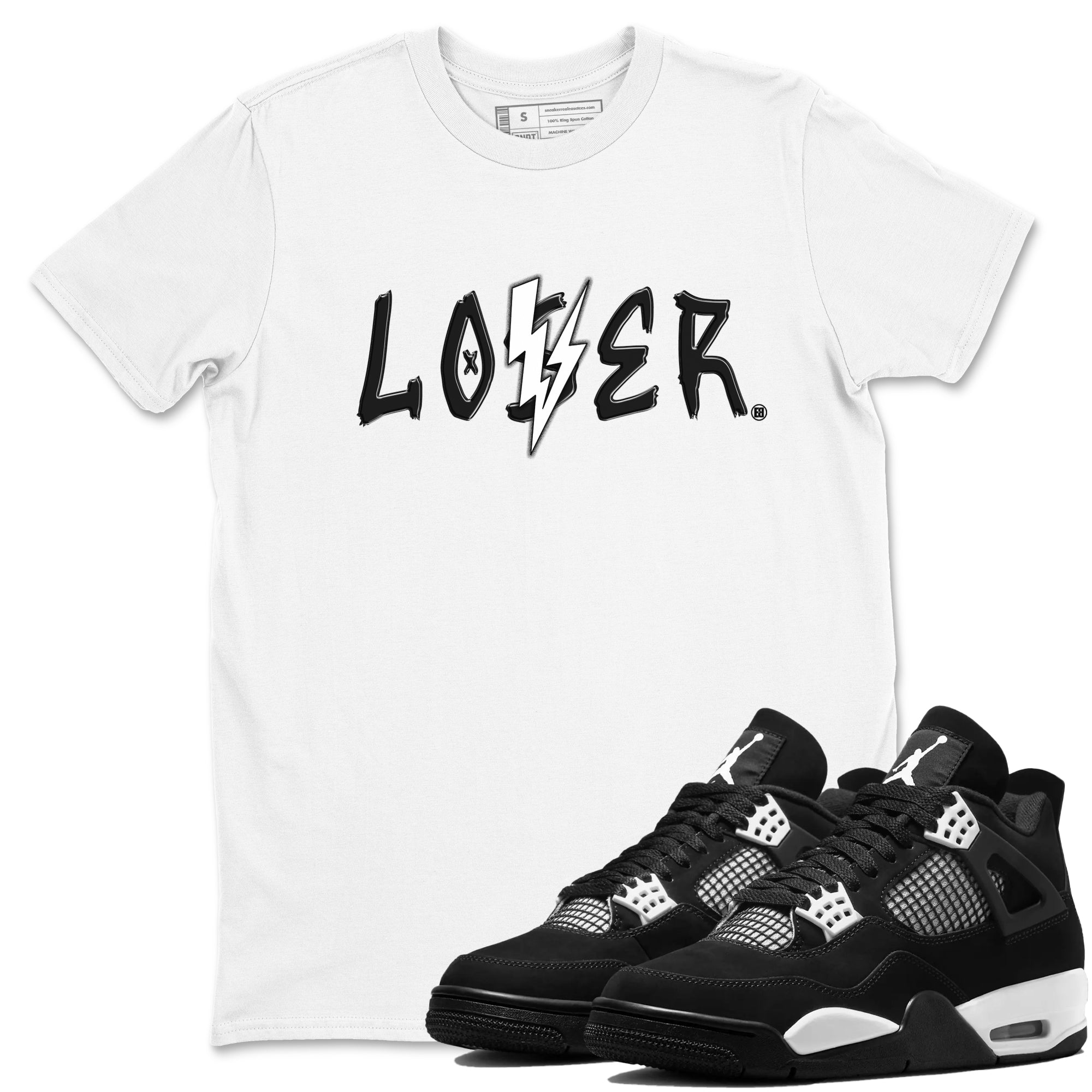 Loser Lover Sneaker Tees - Air Jordan 4 White Thunder