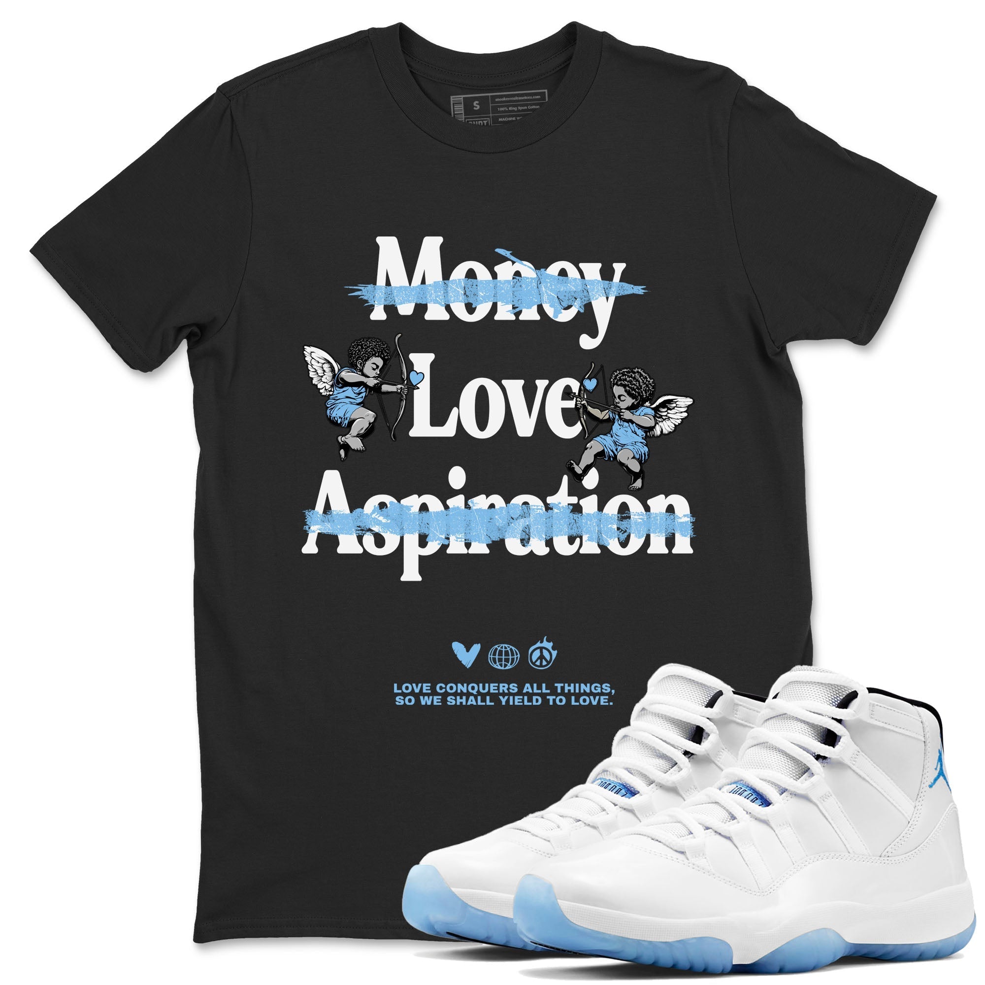 Love Conquers All Things Sneaker Tees - Air Jordan 11 Legend Blue