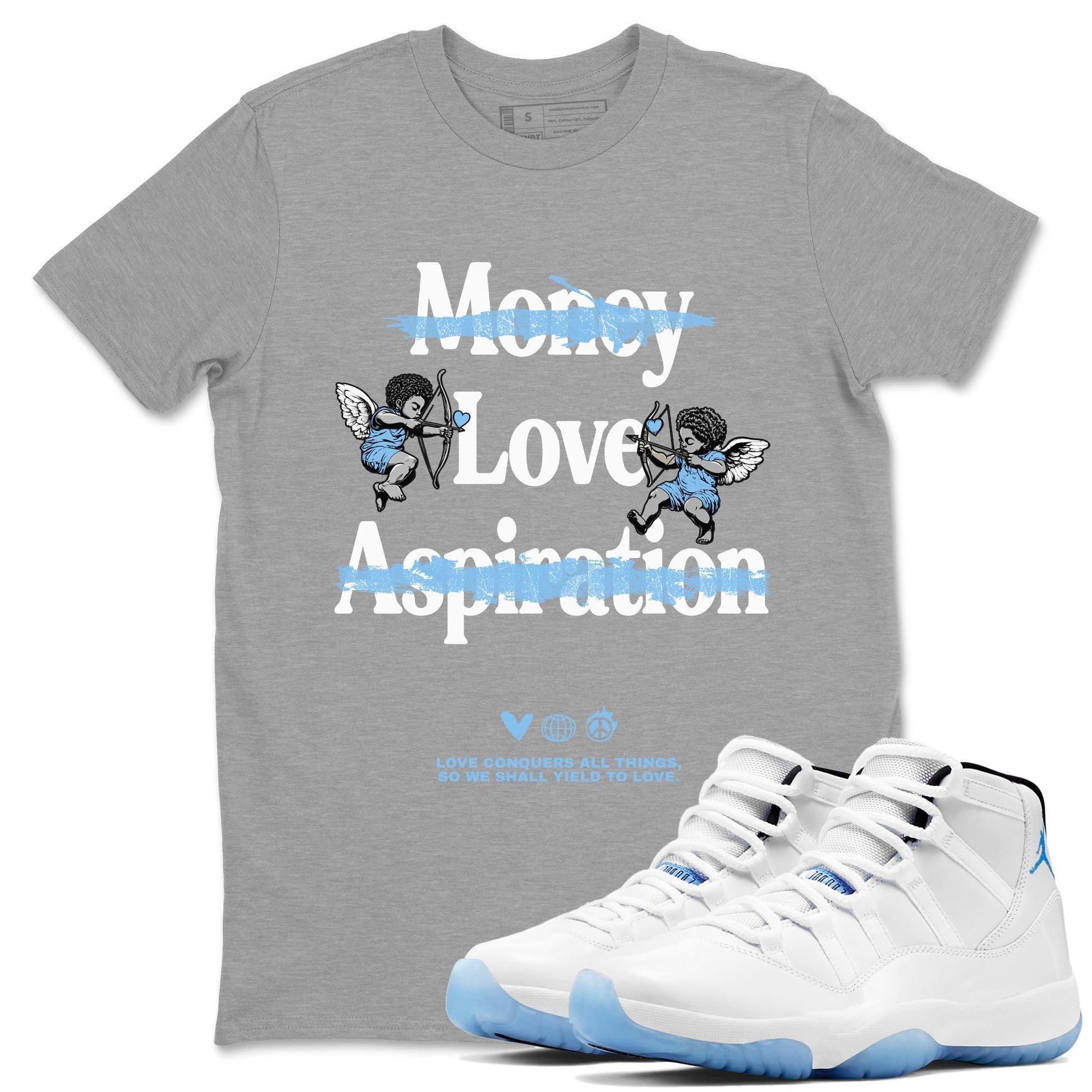 Love Conquers All Things Sneaker Tees - Air Jordan 11 Legend Blue