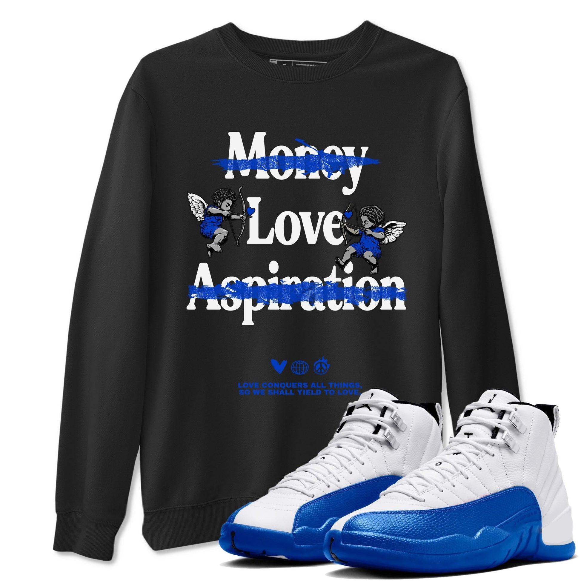 Love Conquers All Things Sneaker Tees - Air Jordan 12 Blueberry