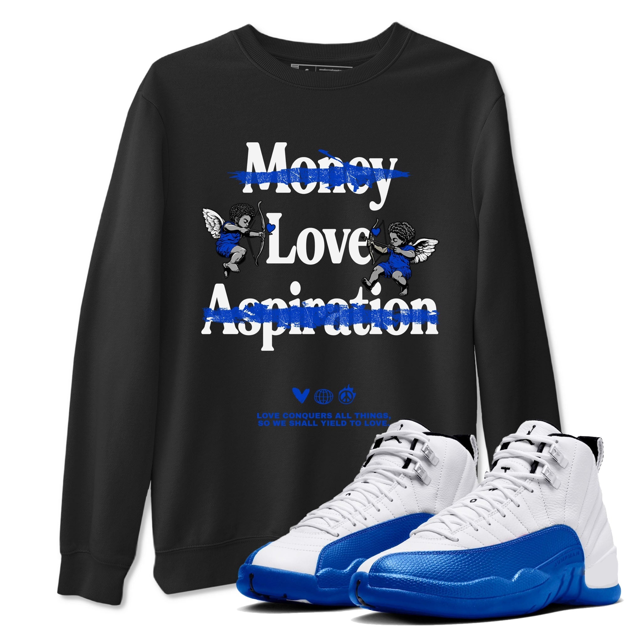 Love Conquers All Things Sneaker Tees - Air Jordan 12 Blueberry