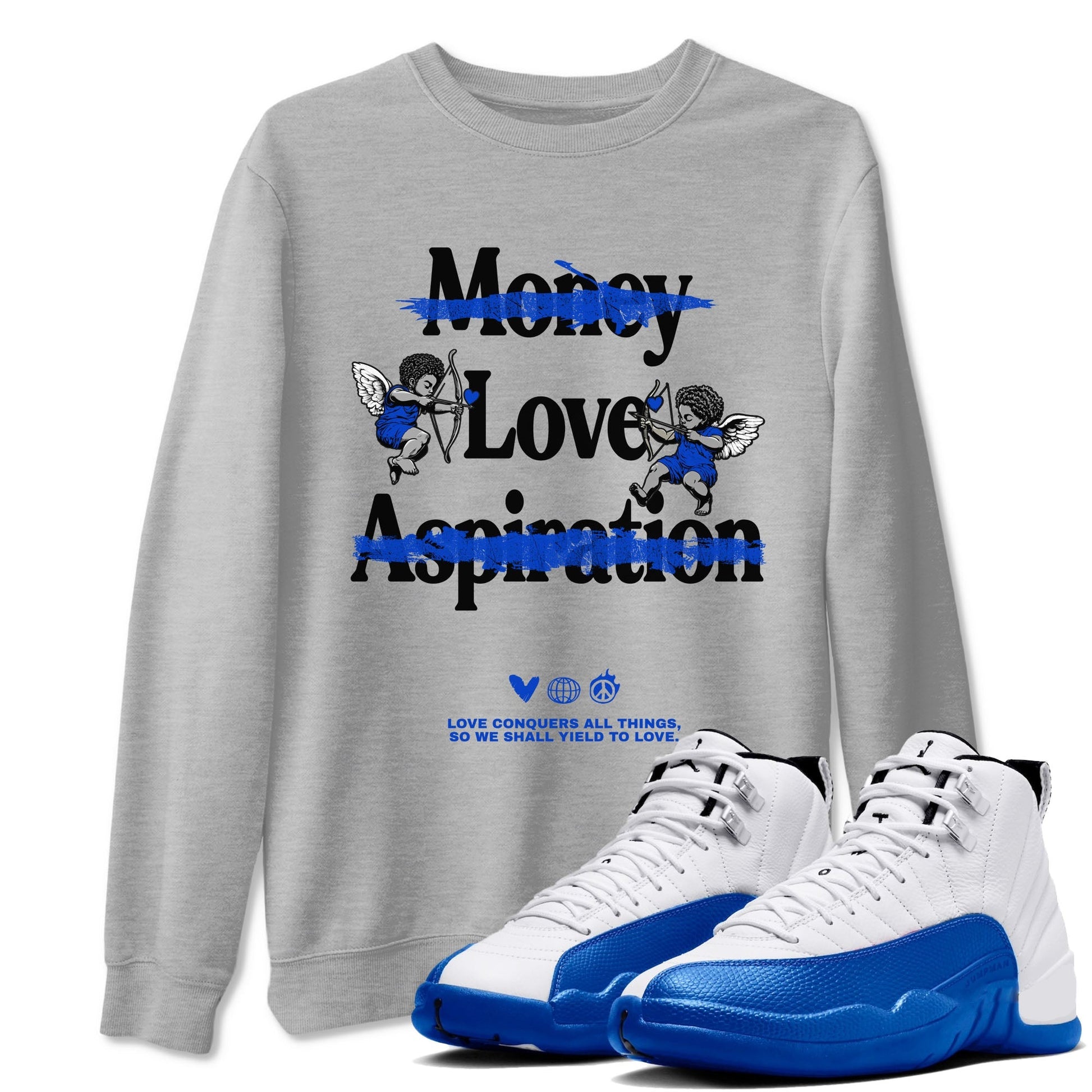 Love Conquers All Things Sneaker Tees - Air Jordan 12 Blueberry