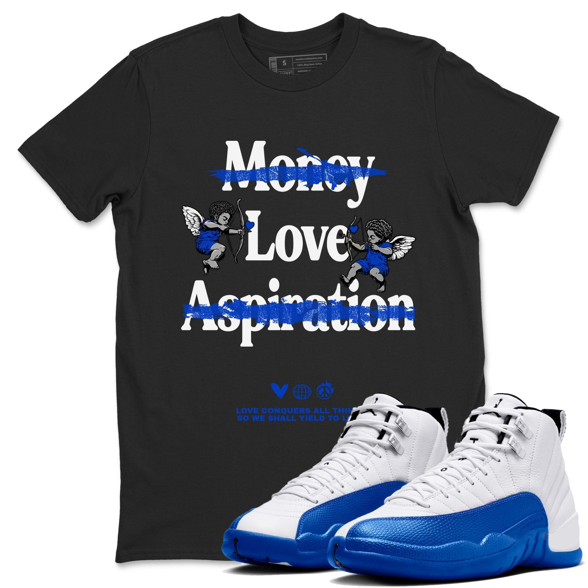 Love Conquers All Things Sneaker Tees - Air Jordan 12 Blueberry