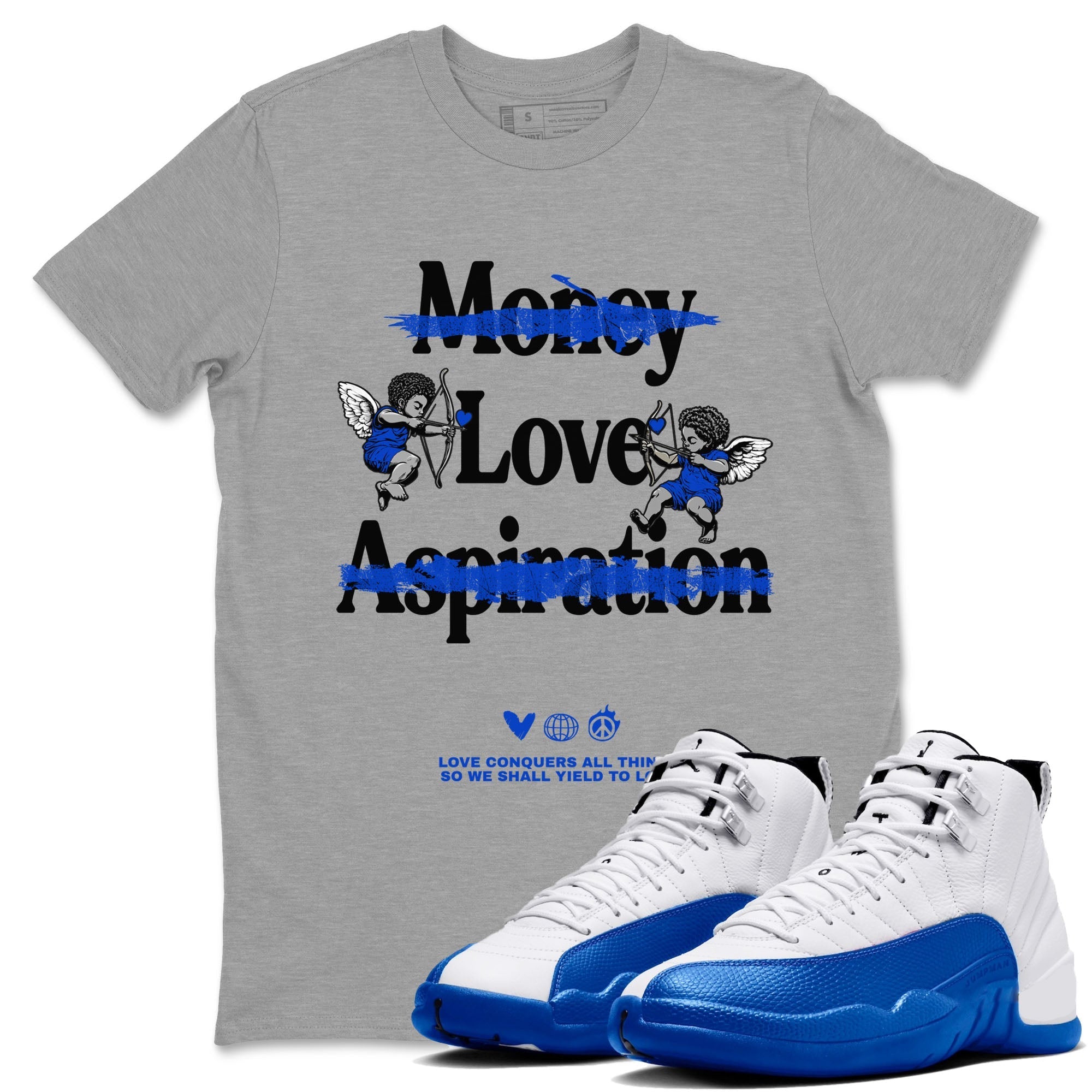 Love Conquers All Things Sneaker Tees - Air Jordan 12 Blueberry
