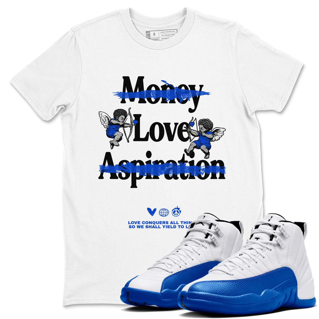 Love Conquers All Things Sneaker Tees - Air Jordan 12 Blueberry