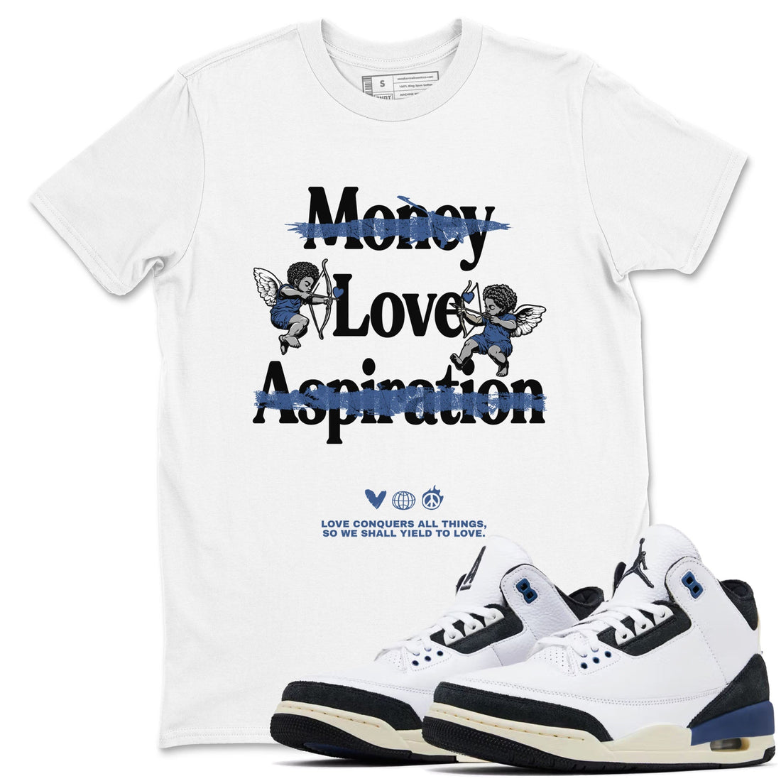 Love Conquers All Things Sneaker Tees - Air Jordan 3 A Ma Maniere x Diffused Blue