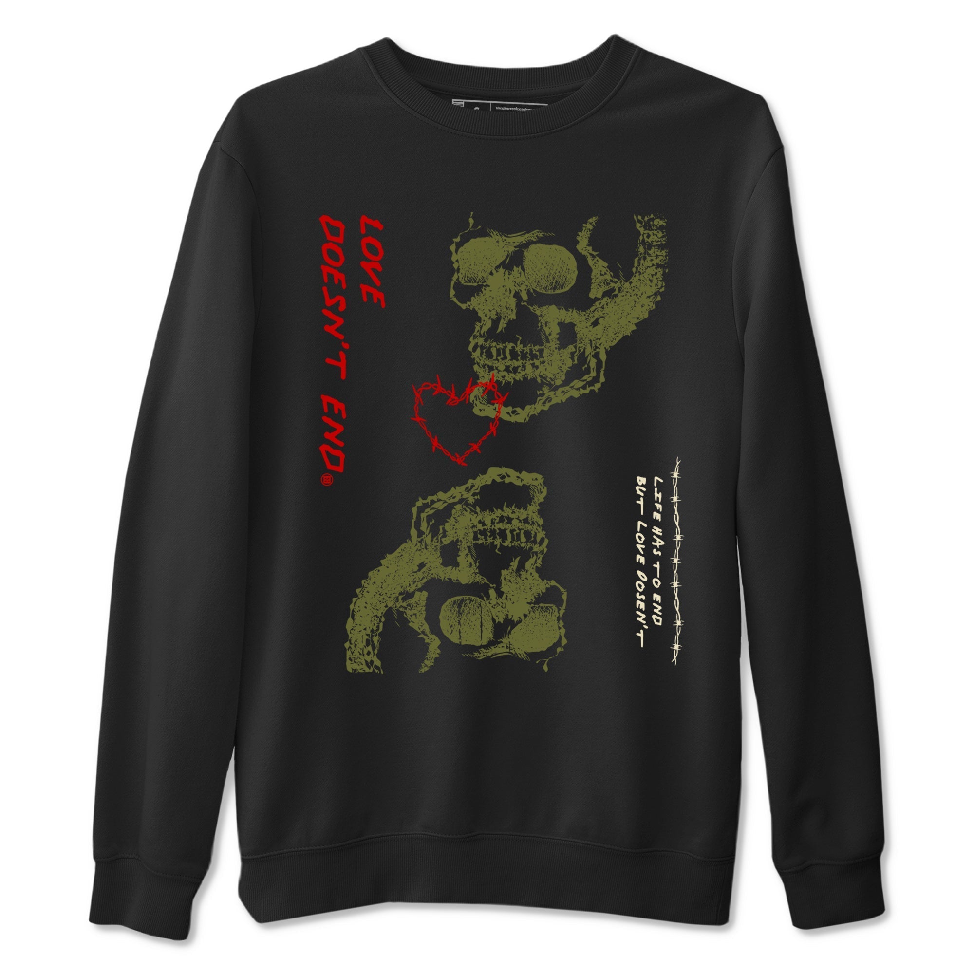 Love Doesn't End Sneaker Tees - Air Jordan 1 Travis Scott Medium Olive
