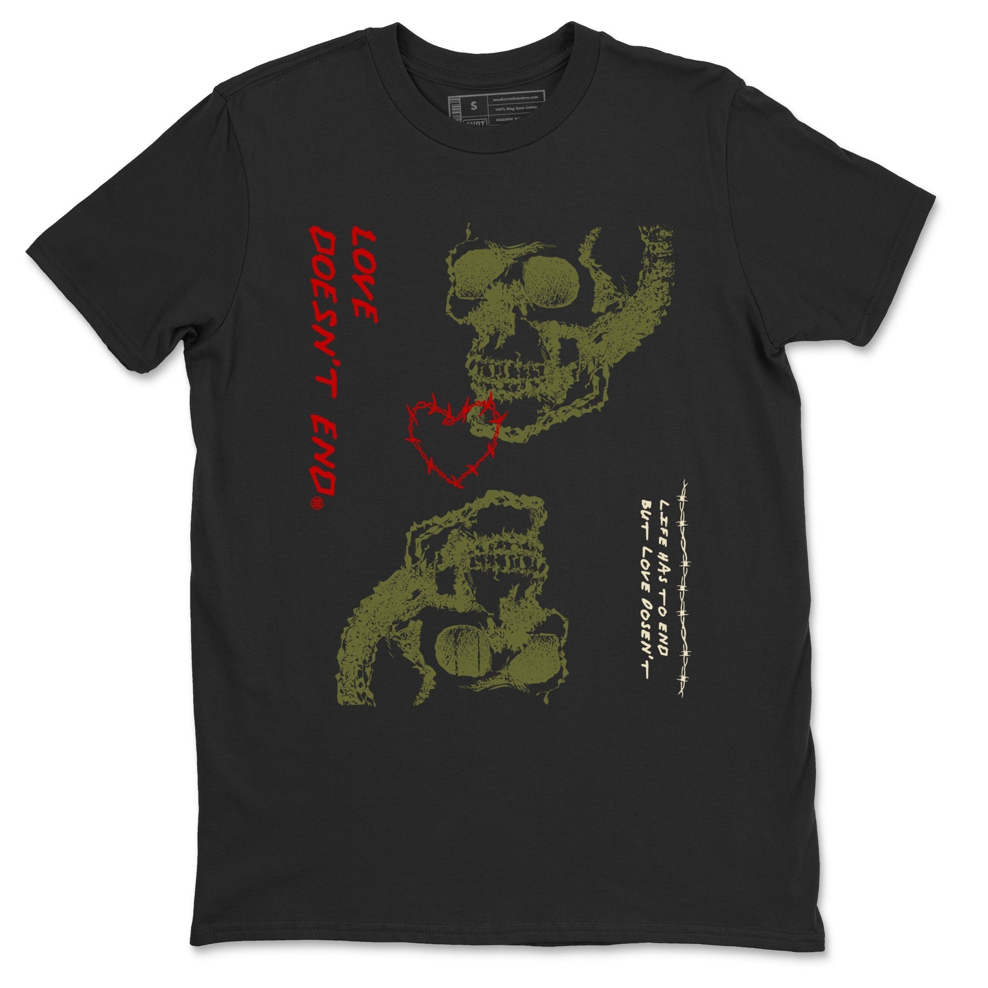 Love Doesn't End Sneaker Tees - Air Jordan 1 Travis Scott Medium Olive