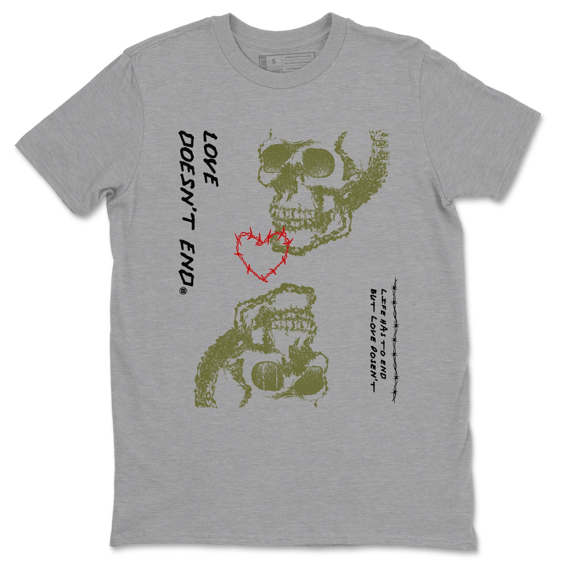 Love Doesn't End Sneaker Tees - Air Jordan 1 Travis Scott Medium Olive