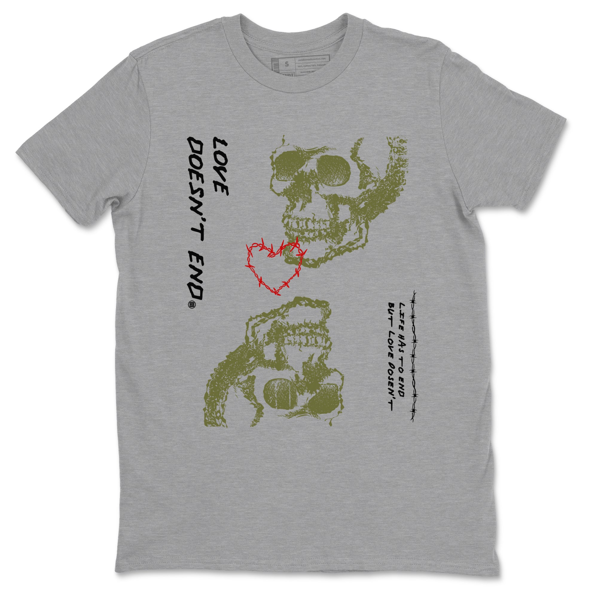 Love Doesn't End Sneaker Tees - Air Jordan 1 Travis Scott Medium Olive