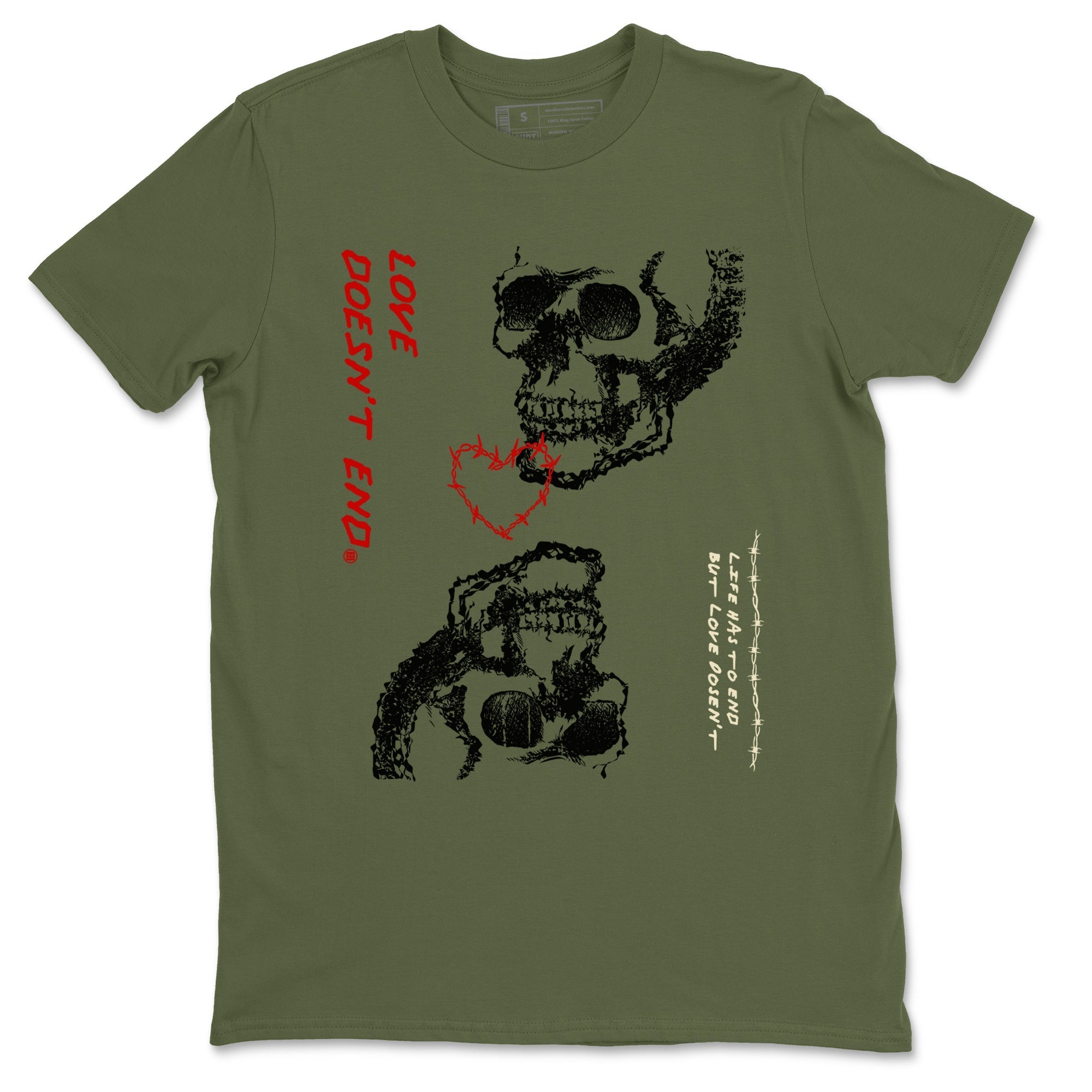 Love Doesn't End Sneaker Tees - Air Jordan 1 Travis Scott Medium Olive
