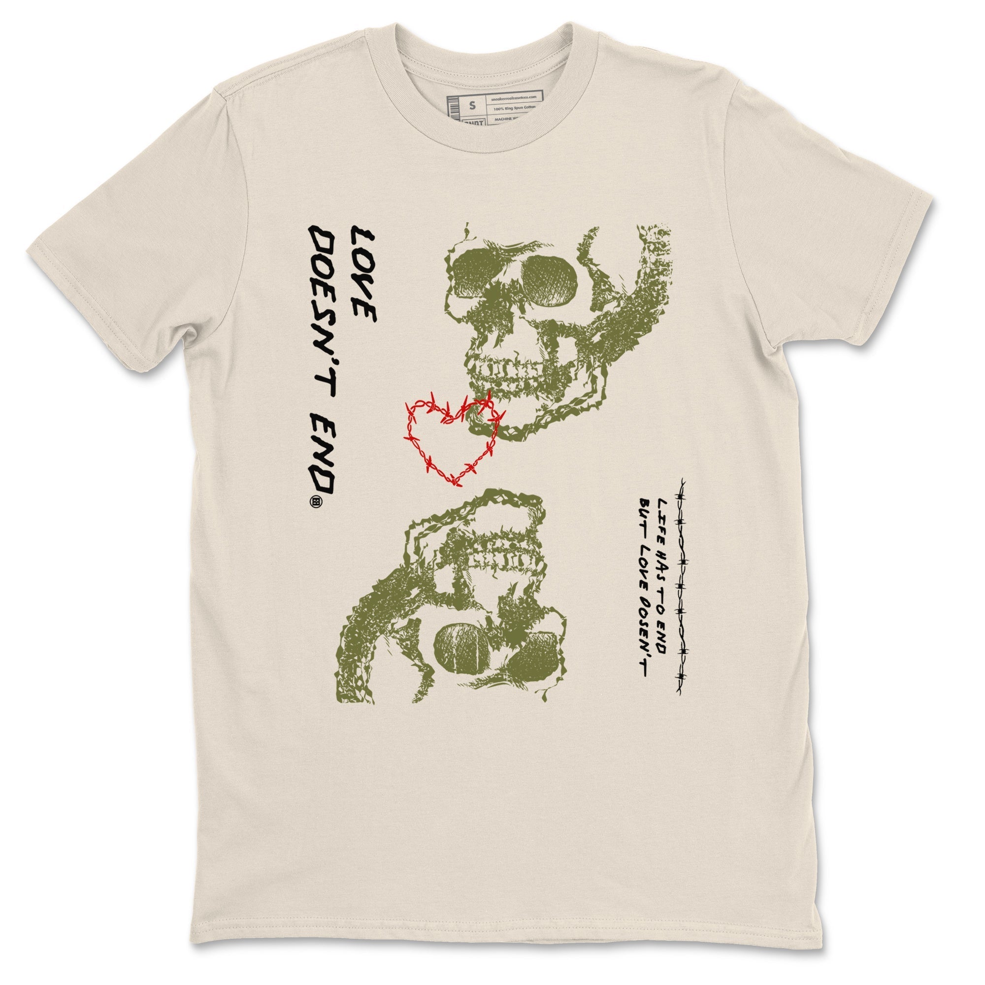 Love Doesn't End Sneaker Tees - Air Jordan 1 Travis Scott Medium Olive