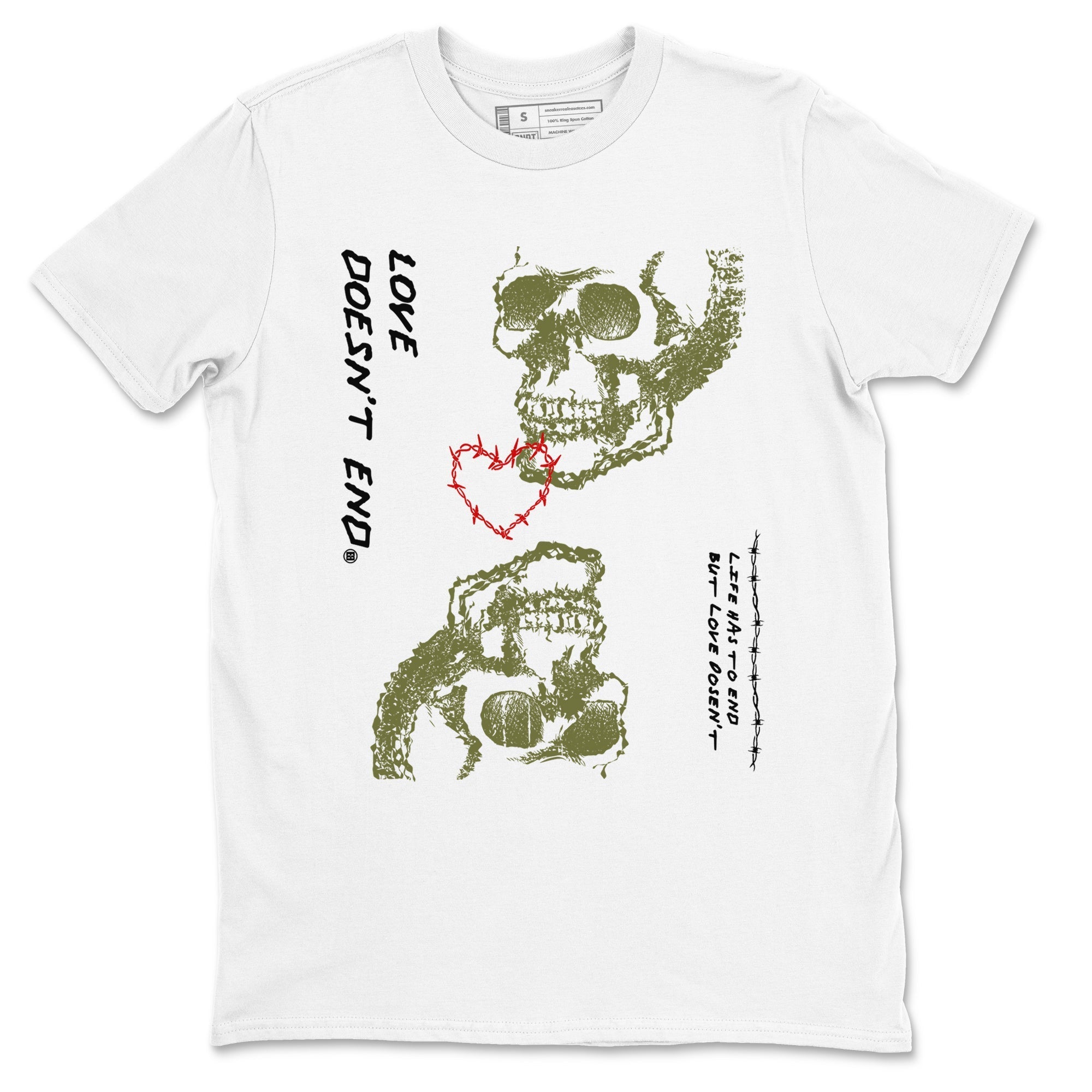 Love Doesn't End Sneaker Tees - Air Jordan 1 Travis Scott Medium Olive