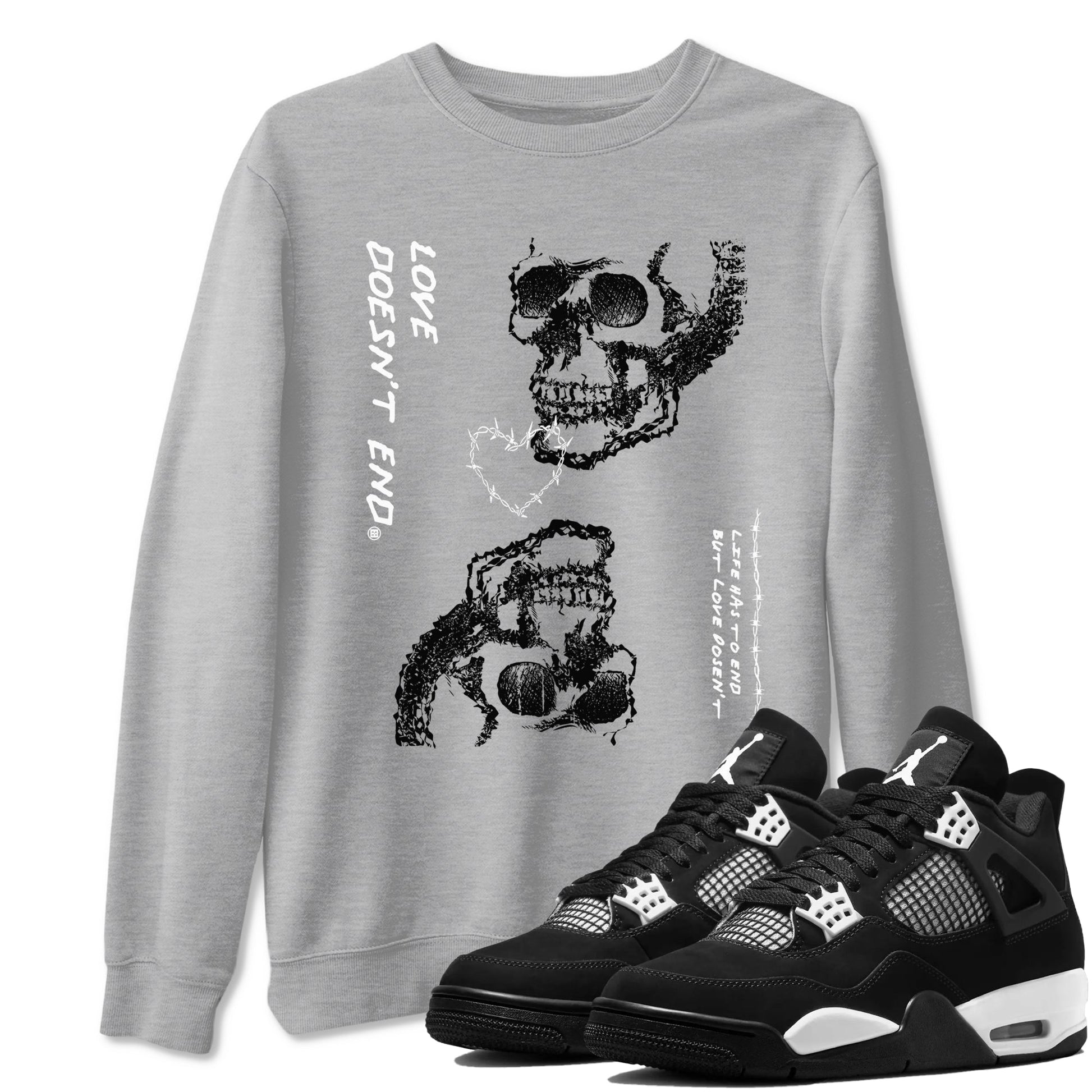 Love Doesn't End Sneaker Tees - Air Jordan 4 White Thunder