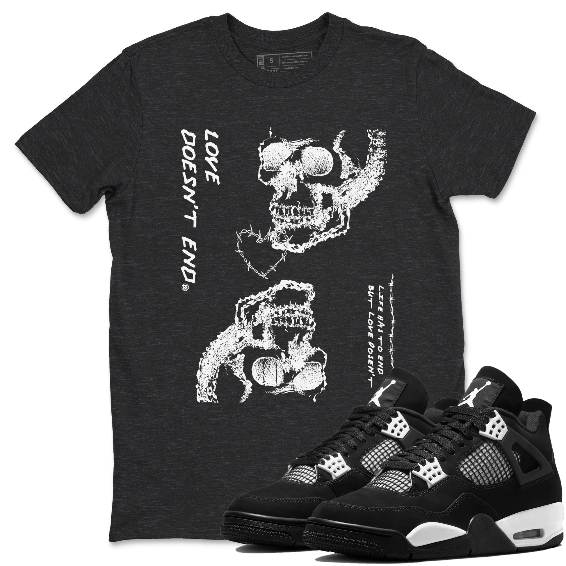 Love Doesn't End Sneaker Tees - Air Jordan 4 White Thunder