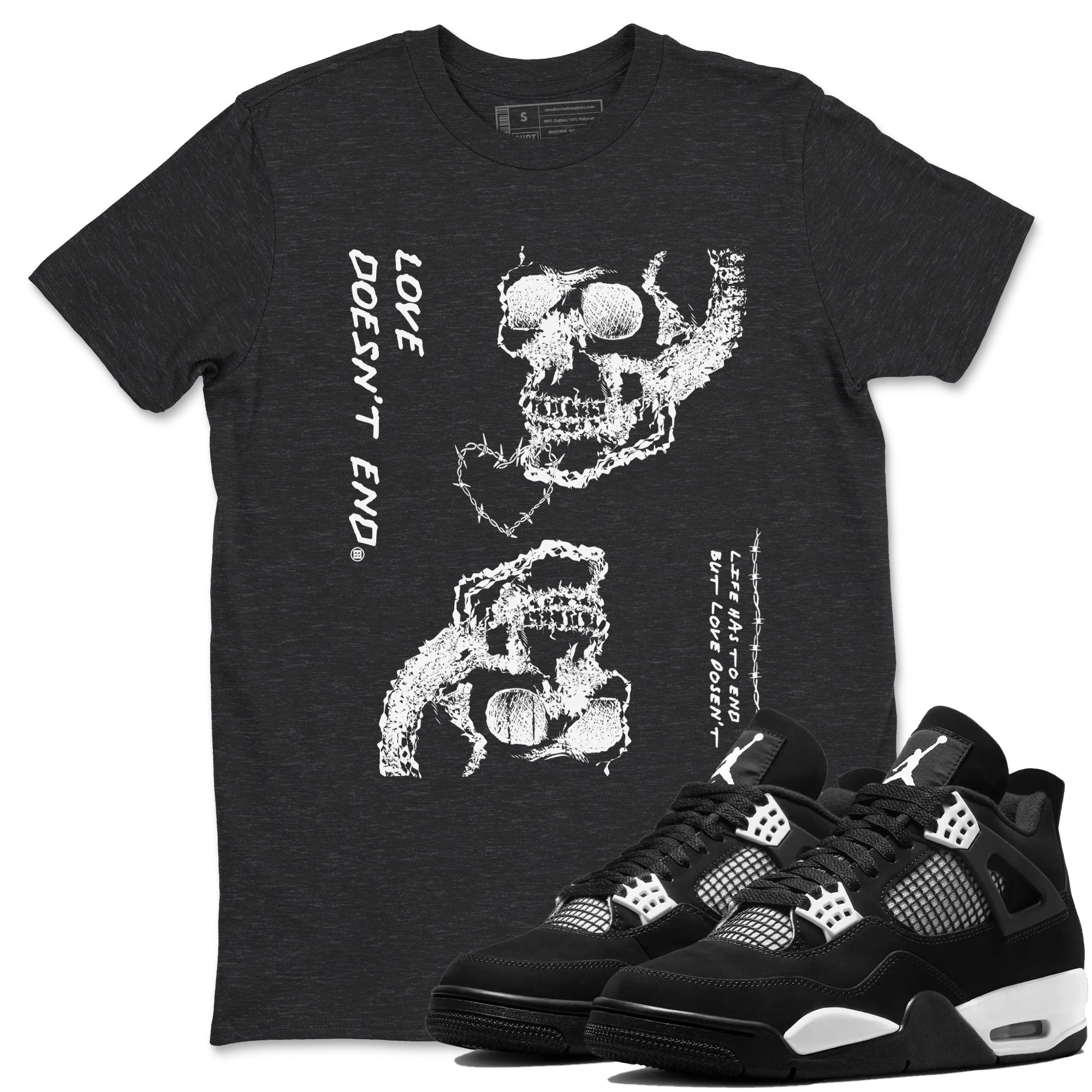 Love Doesn't End Sneaker Tees - Air Jordan 4 White Thunder