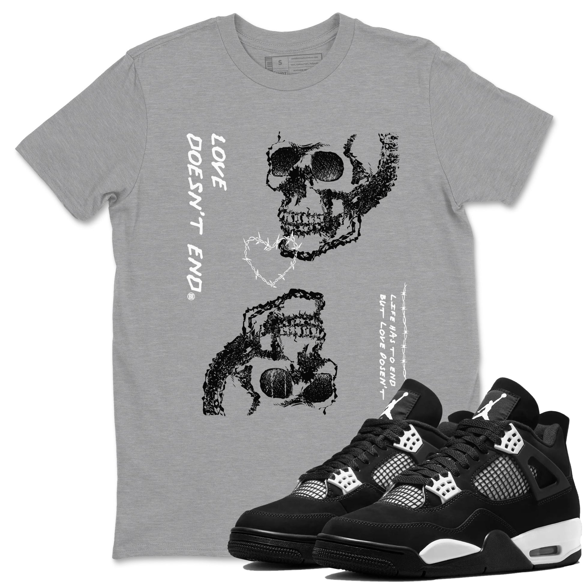 Love Doesn't End Sneaker Tees - Air Jordan 4 White Thunder