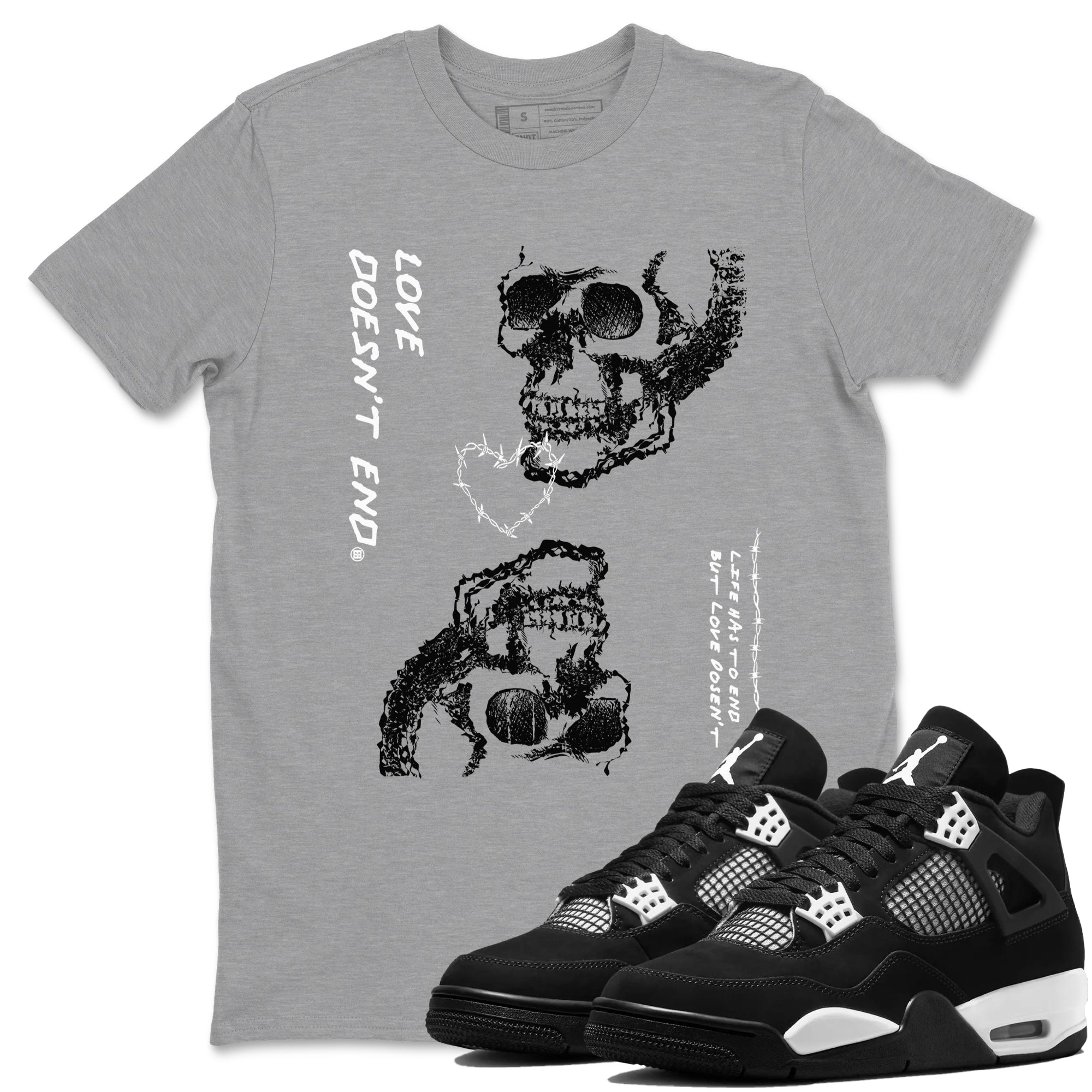 Love Doesn't End Sneaker Tees - Air Jordan 4 White Thunder