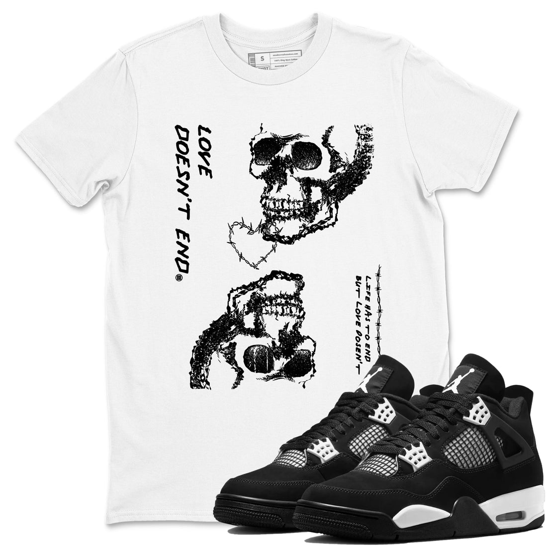 Love Doesn't End Sneaker Tees - Air Jordan 4 White Thunder