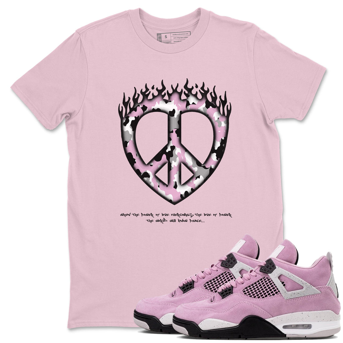 Love Peace Sneaker Tees - Air Jordan 4 Orchid