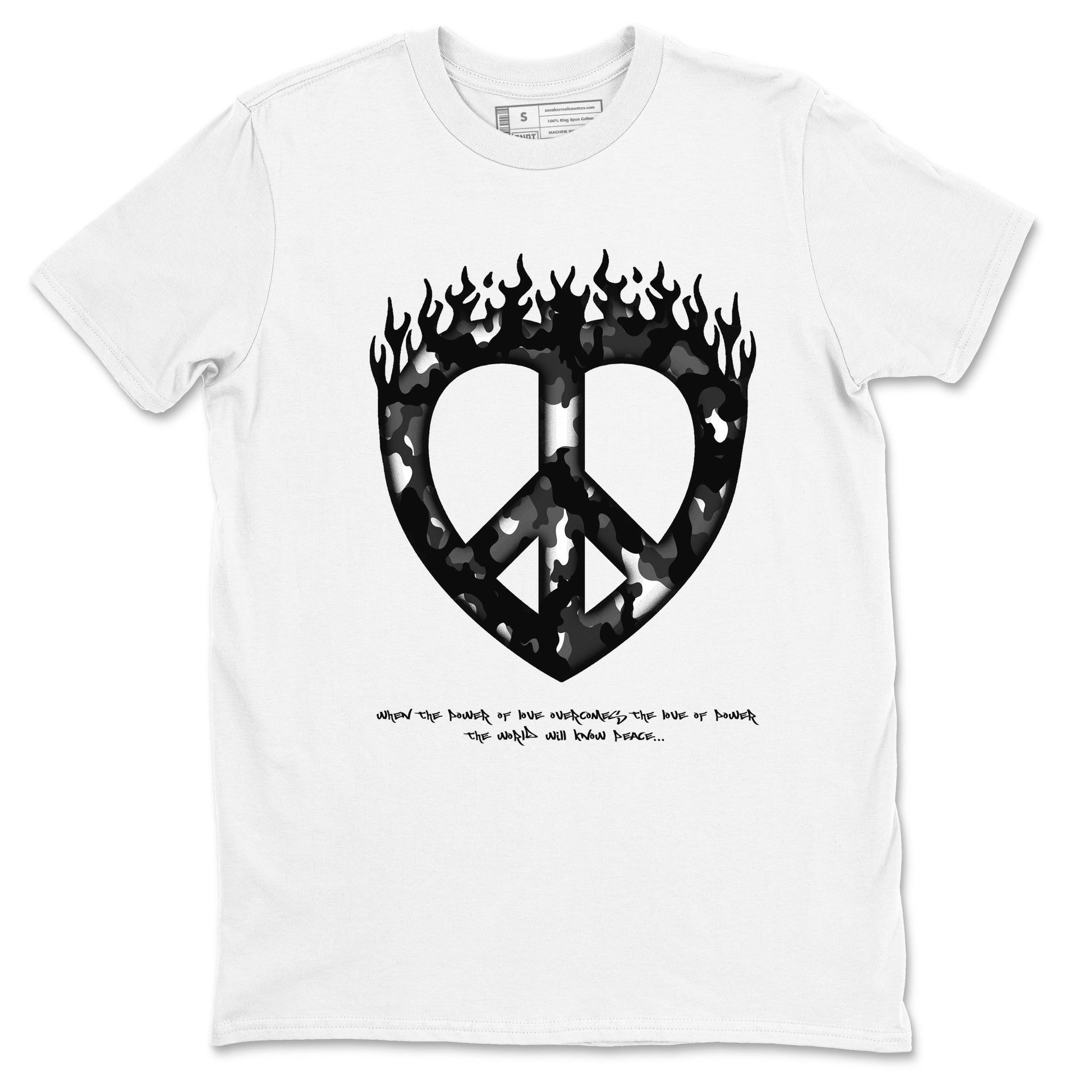 Love Peace Sneaker Tees - Air Jordan 4 White Thunder