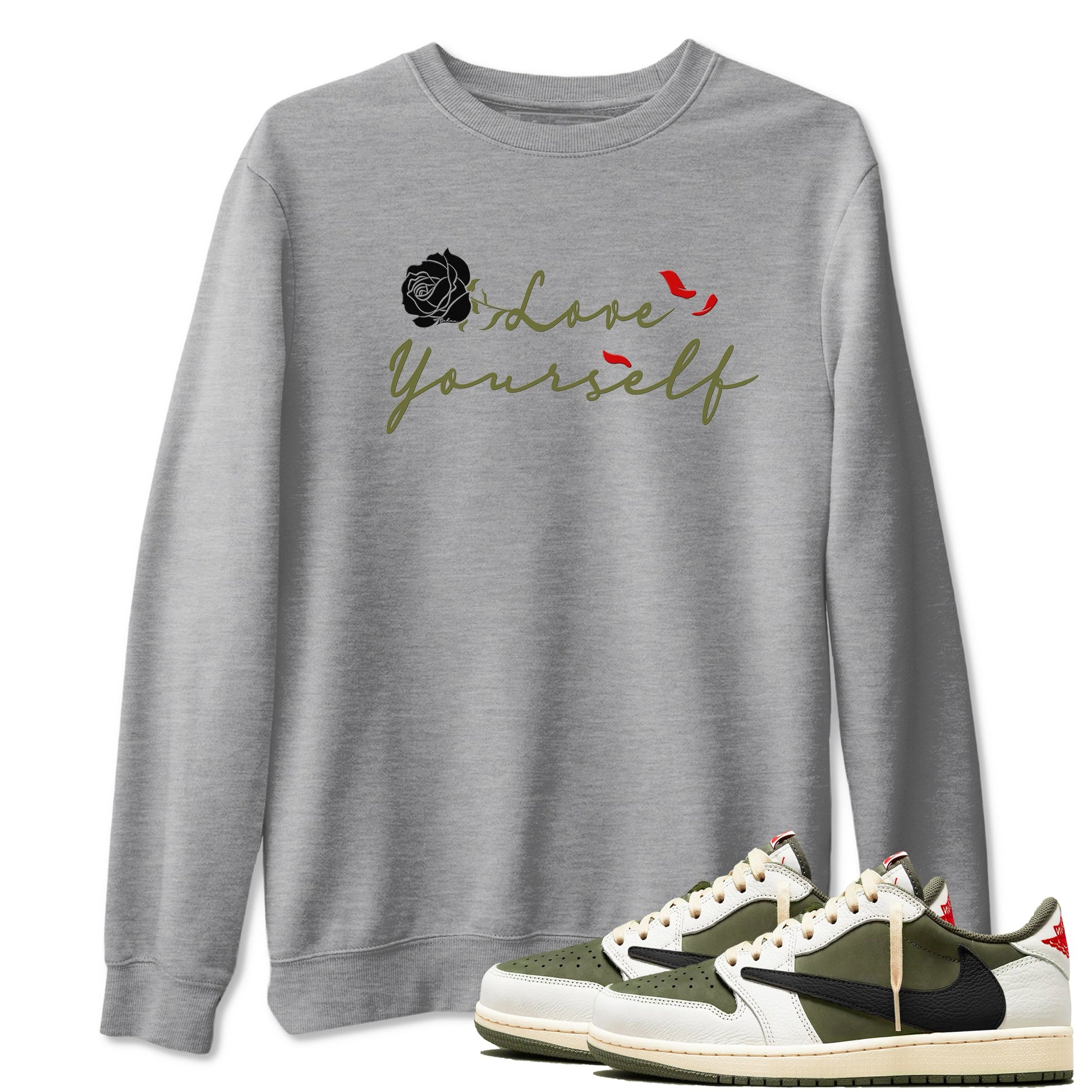 Love Yourself Sneaker Tees - Air Jordan 1 Travis Scott Medium Olive