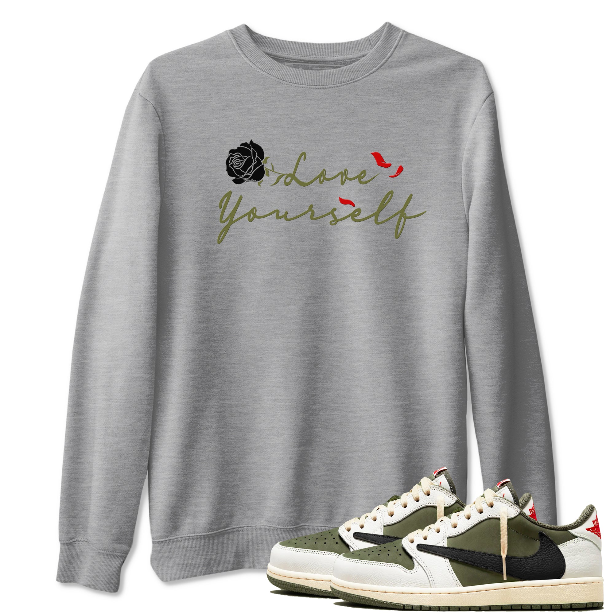 Love Yourself Sneaker Tees - Air Jordan 1 Travis Scott Medium Olive