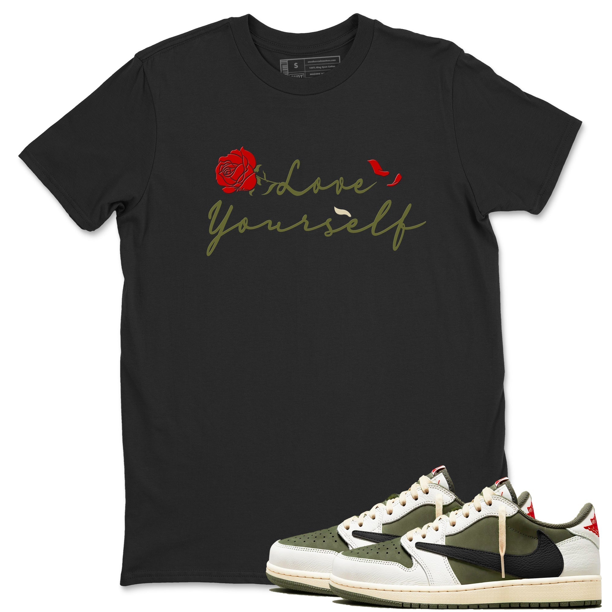 Love Yourself Sneaker Tees - Air Jordan 1 Travis Scott Medium Olive