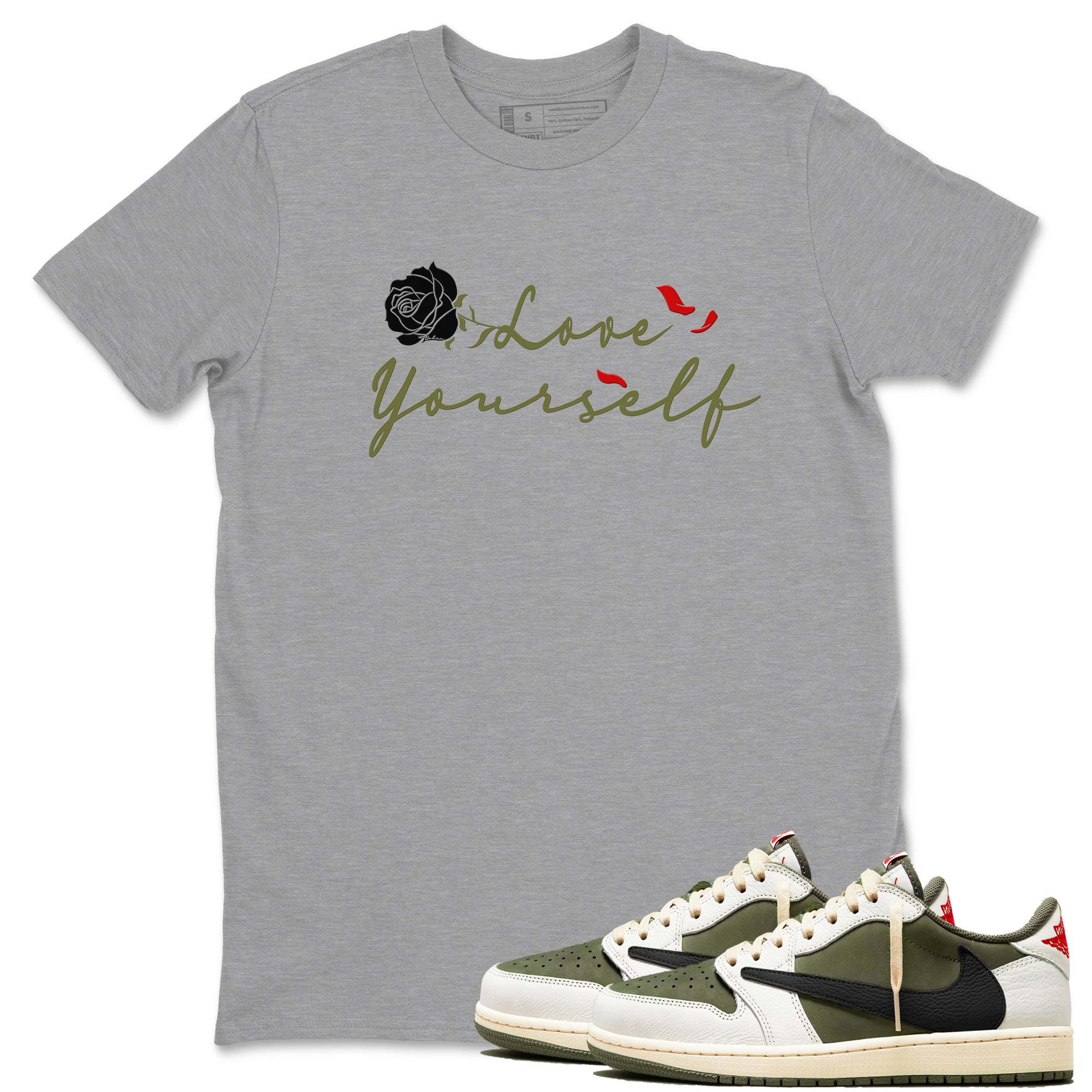 Love Yourself Sneaker Tees - Air Jordan 1 Travis Scott Medium Olive
