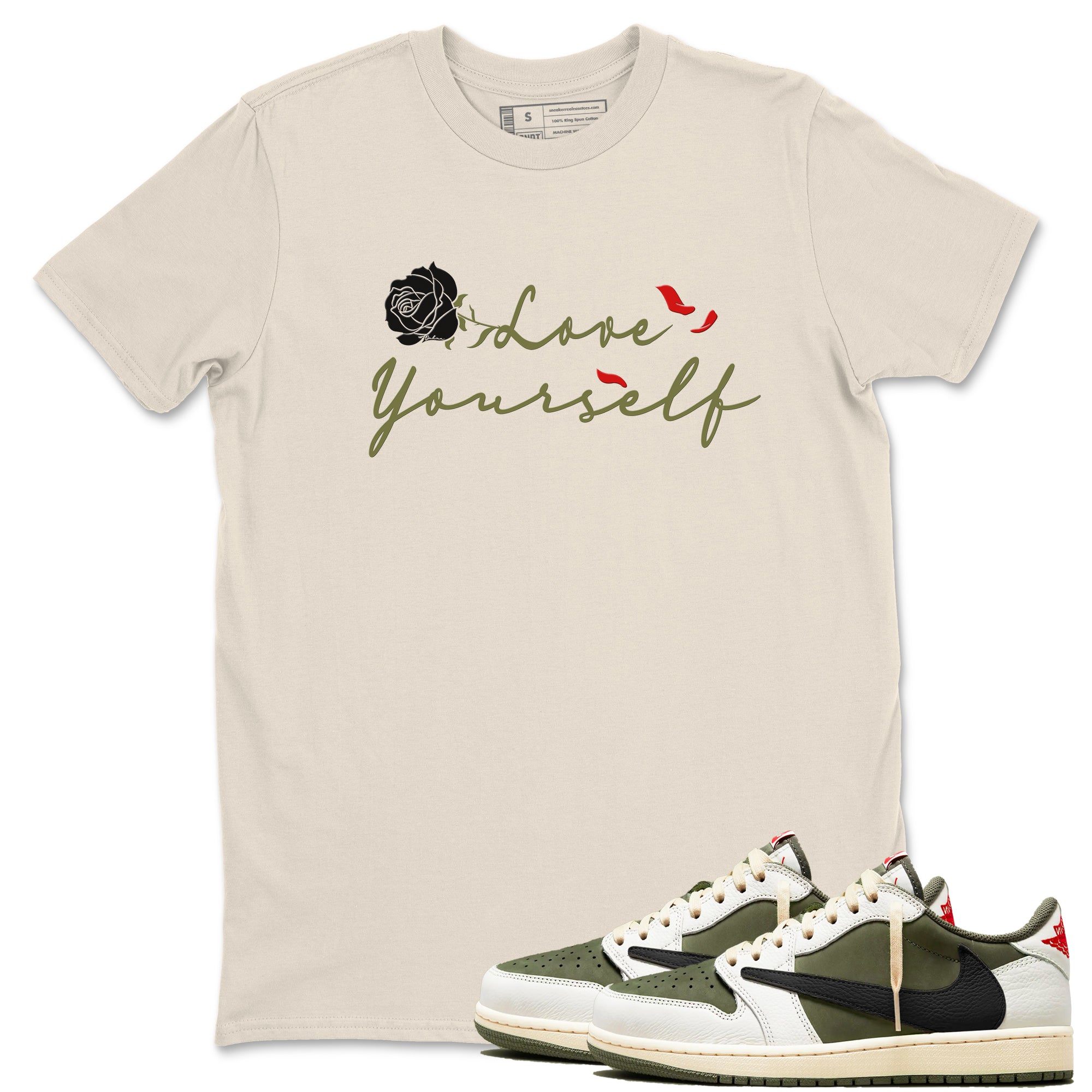 Love Yourself Sneaker Tees - Air Jordan 1 Travis Scott Medium Olive