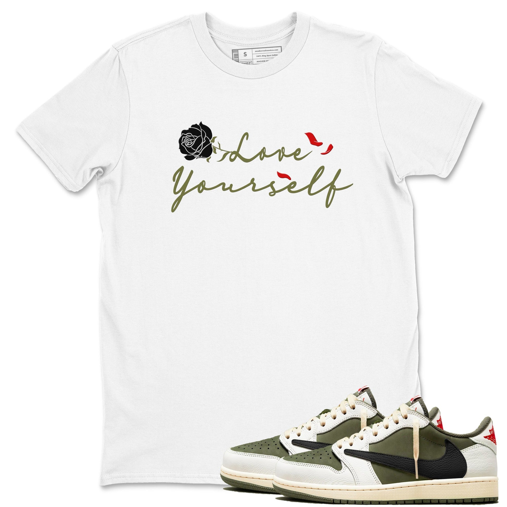 Love Yourself Sneaker Tees - Air Jordan 1 Travis Scott Medium Olive